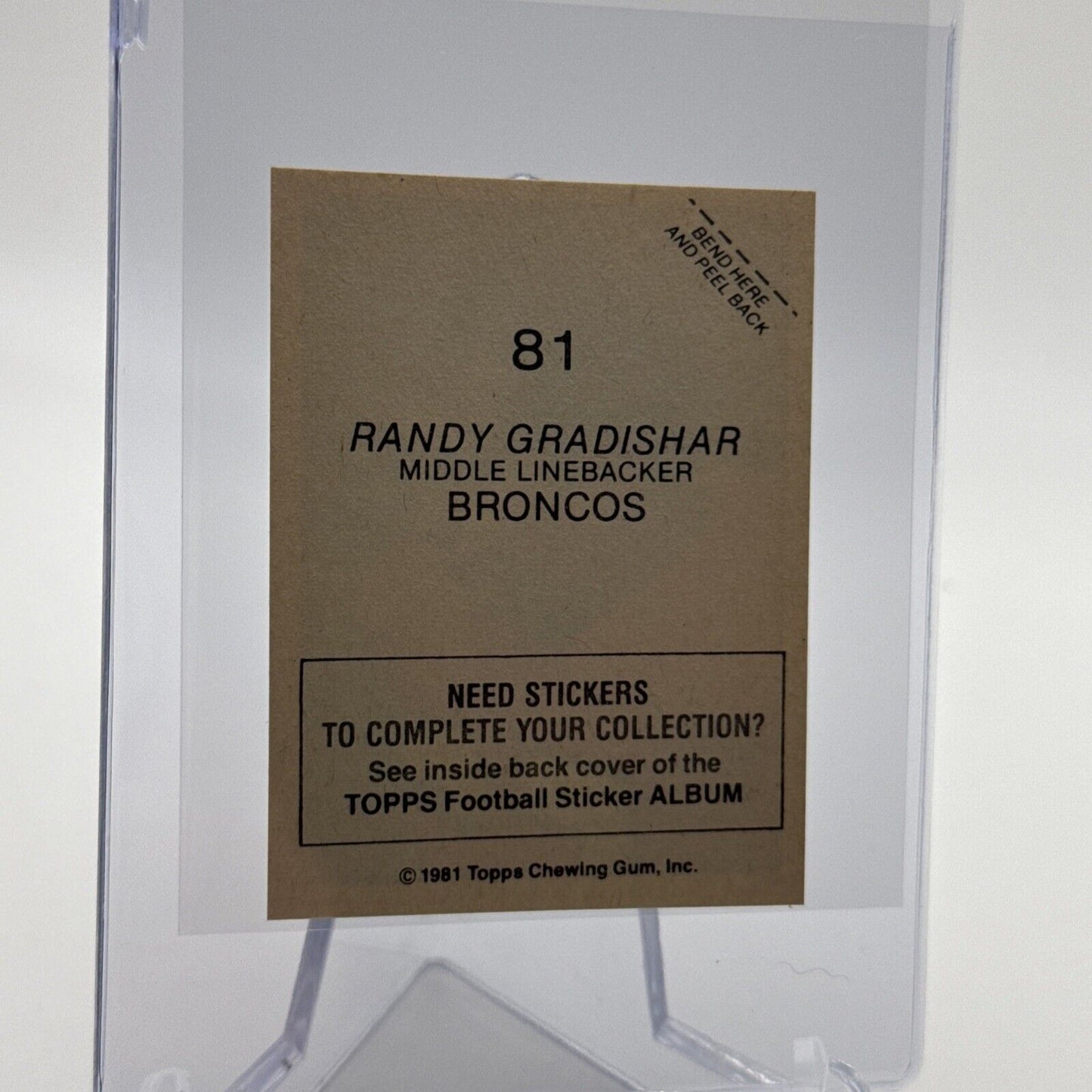 1981 Topps Randy Gradishar Football Sticker Card #81 NM-MT FREE SHIPPING