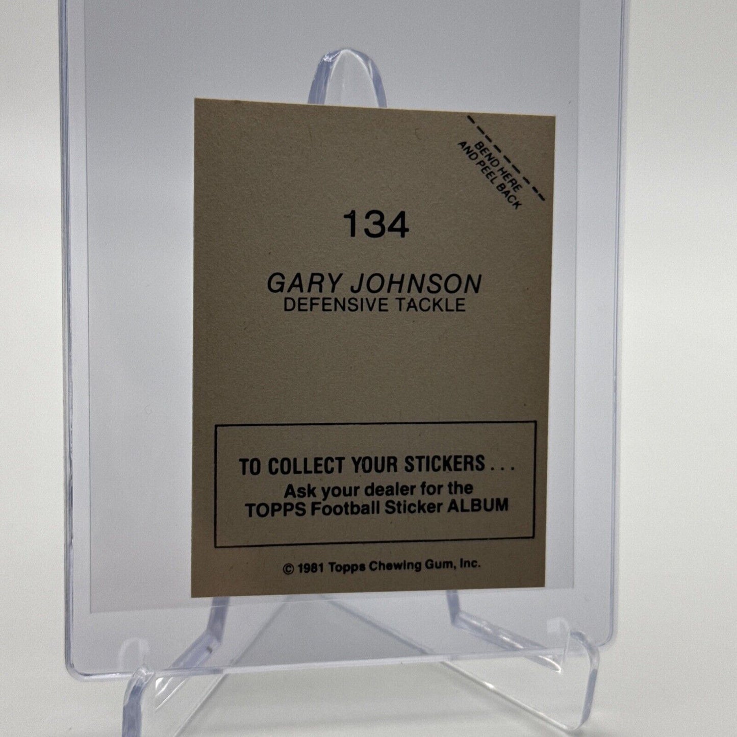 1981 Topps Gary Johnson FOIL Football Sticker Card #134 NM-MT FREE SHIPPING