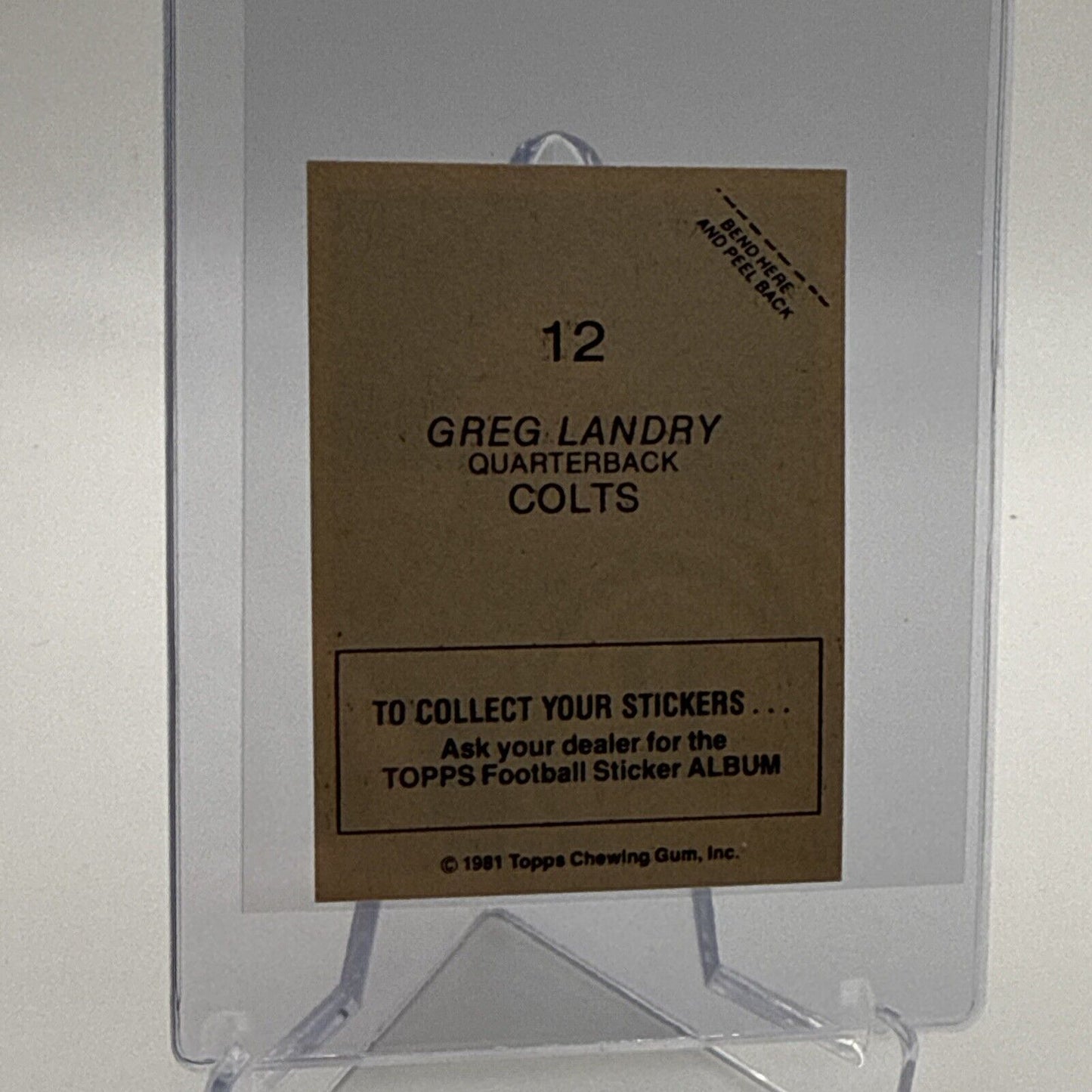 1981 Topps Greg Landry Football Sticker Card #12 NM-MT FREE SHIPPING