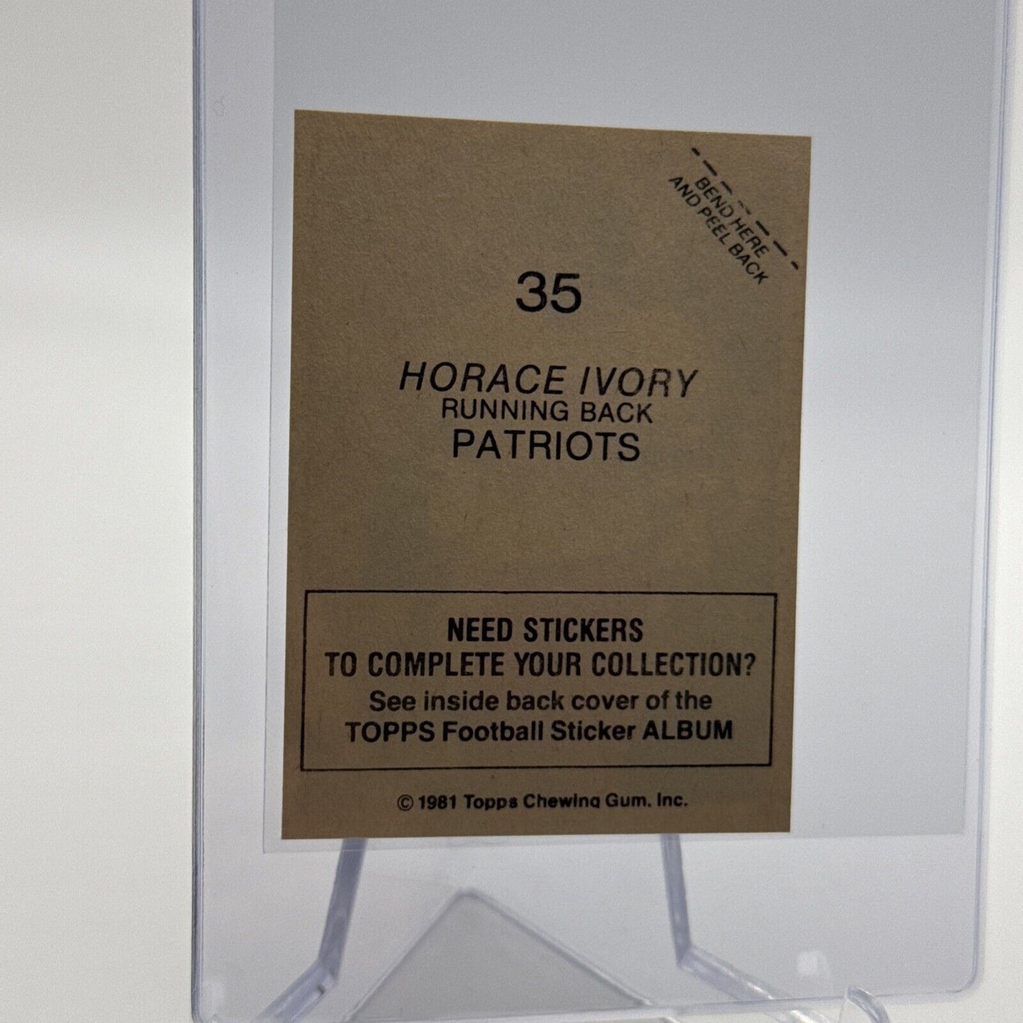 1981 Topps Horace Ivory Football Sticker Card #35 NM-MT FREE SHIPPING