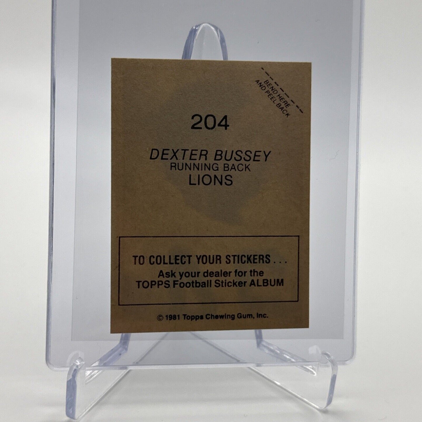 1981 Topps Dexter Bussey Football Sticker Card #204 NM-MT FREE SHIPPING
