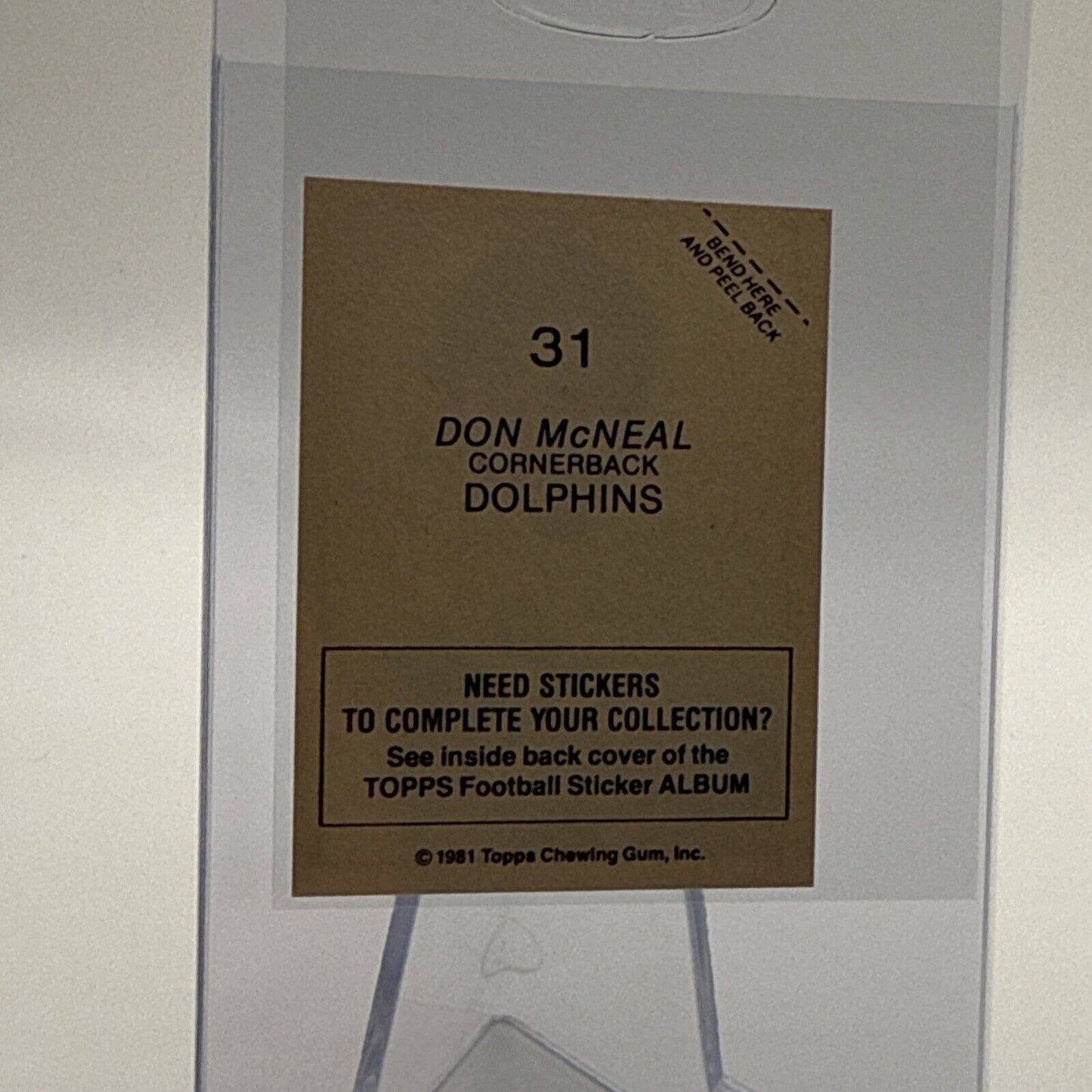 1981 Topps Don McNeal Football Sticker Card #31 NM-MT FREE SHIPPING