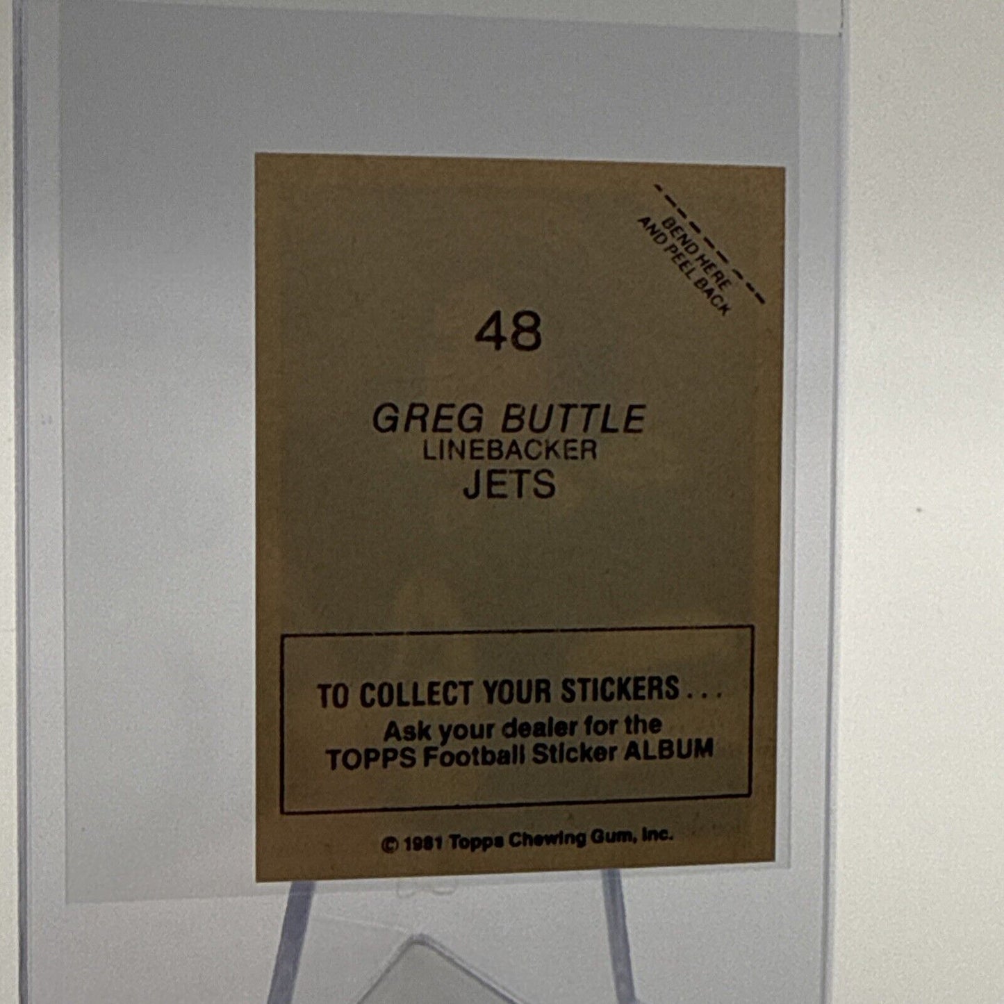 1981 Topps Greg Buttle Football Sticker Card #48 NM-MT FREE SHIPPING