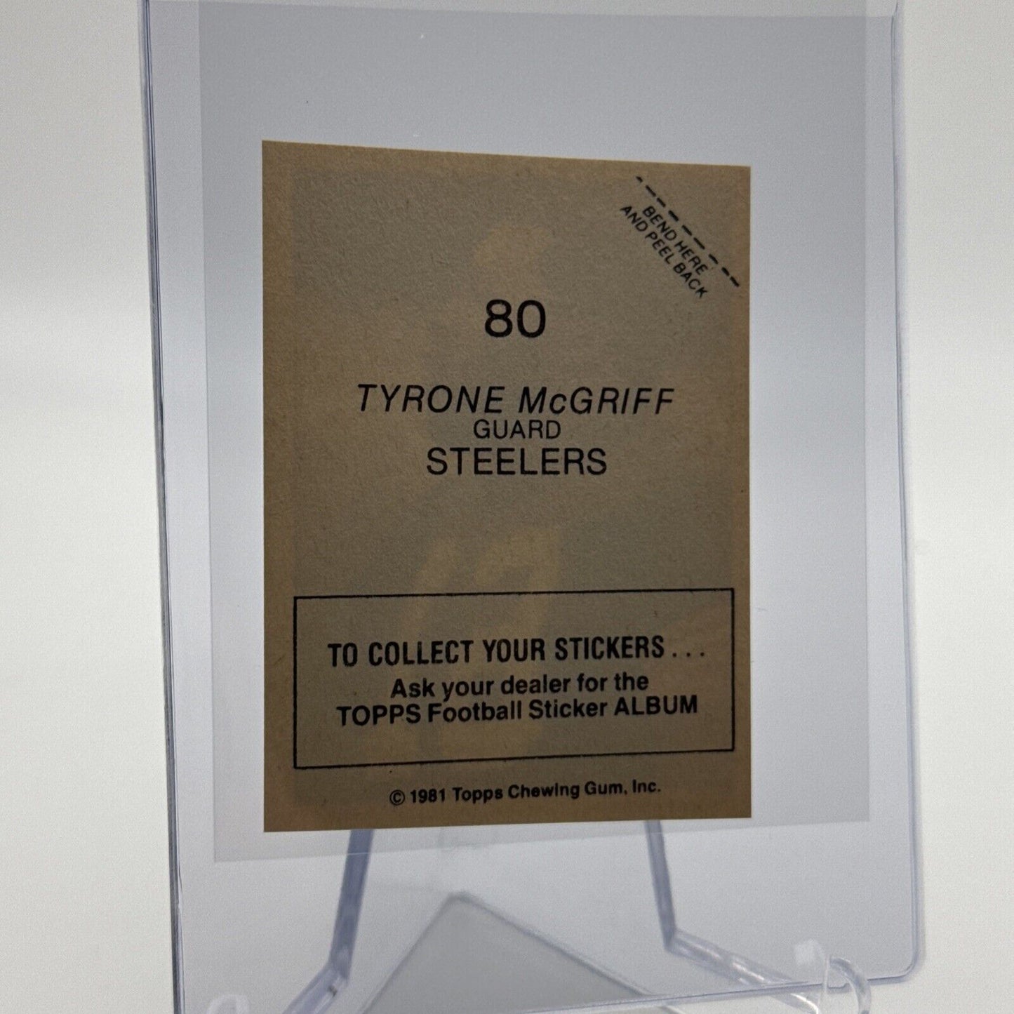1981 Topps Tyrone McGriff Football Sticker Card #80 NM-MT FREE SHIPPING