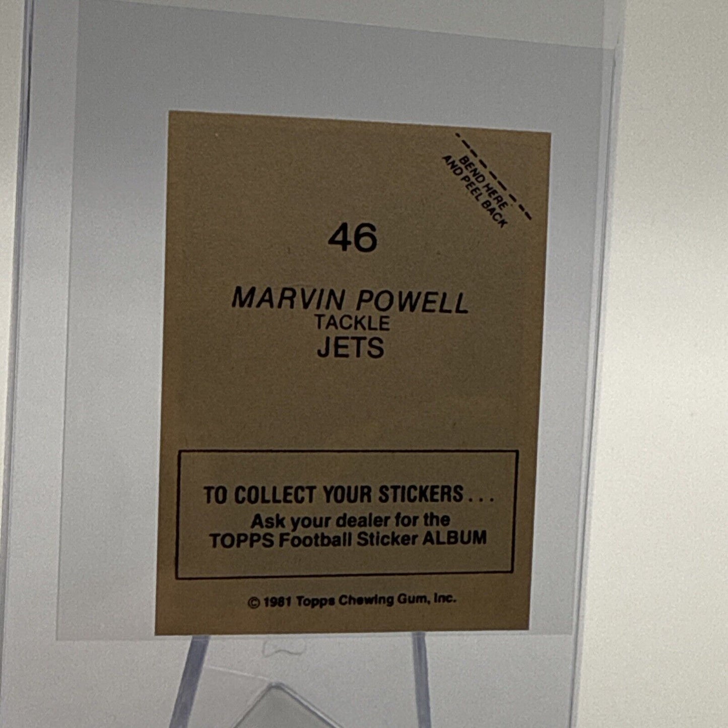 1981 Topps Marvin Powell Football Sticker Card #46 NM-MT FREE SHIPPING