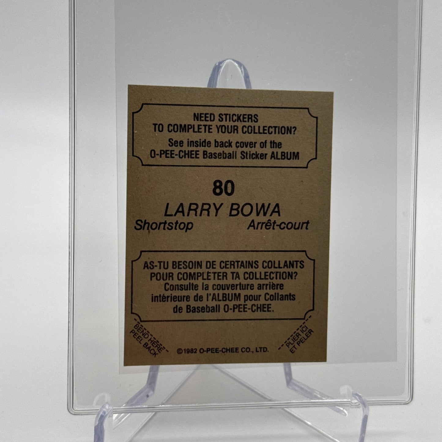 1982 O-Pee-Chee Stickers Larry Bowa Baseball Card #80 NM-MT FREE SHIPPING