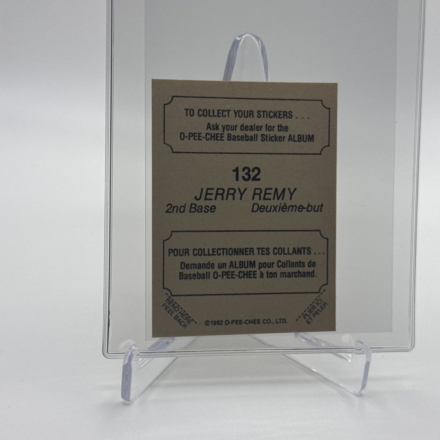 1982 O-Pee-Chee Stickers Jerry Remy FOIL Card #132 NM-MT FREE SHIPPING