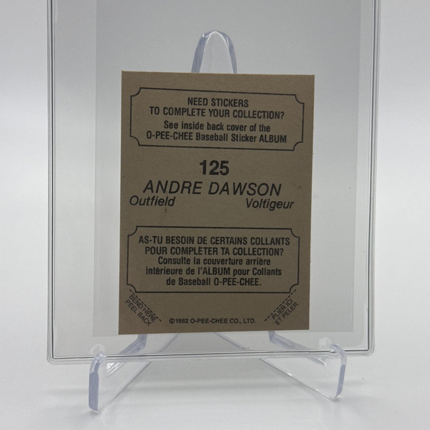 1982 O-Pee-Chee Stickers Andre Dawson FOIL Card #125 NM-MT FREE SHIPPING