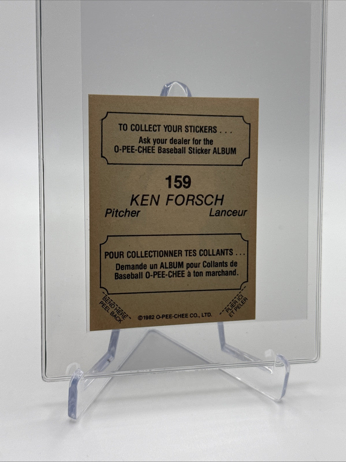 1982 O-Pee-Chee Stickers Ken Forsch Baseball Card #159 NM-MT FREE SHIPPING