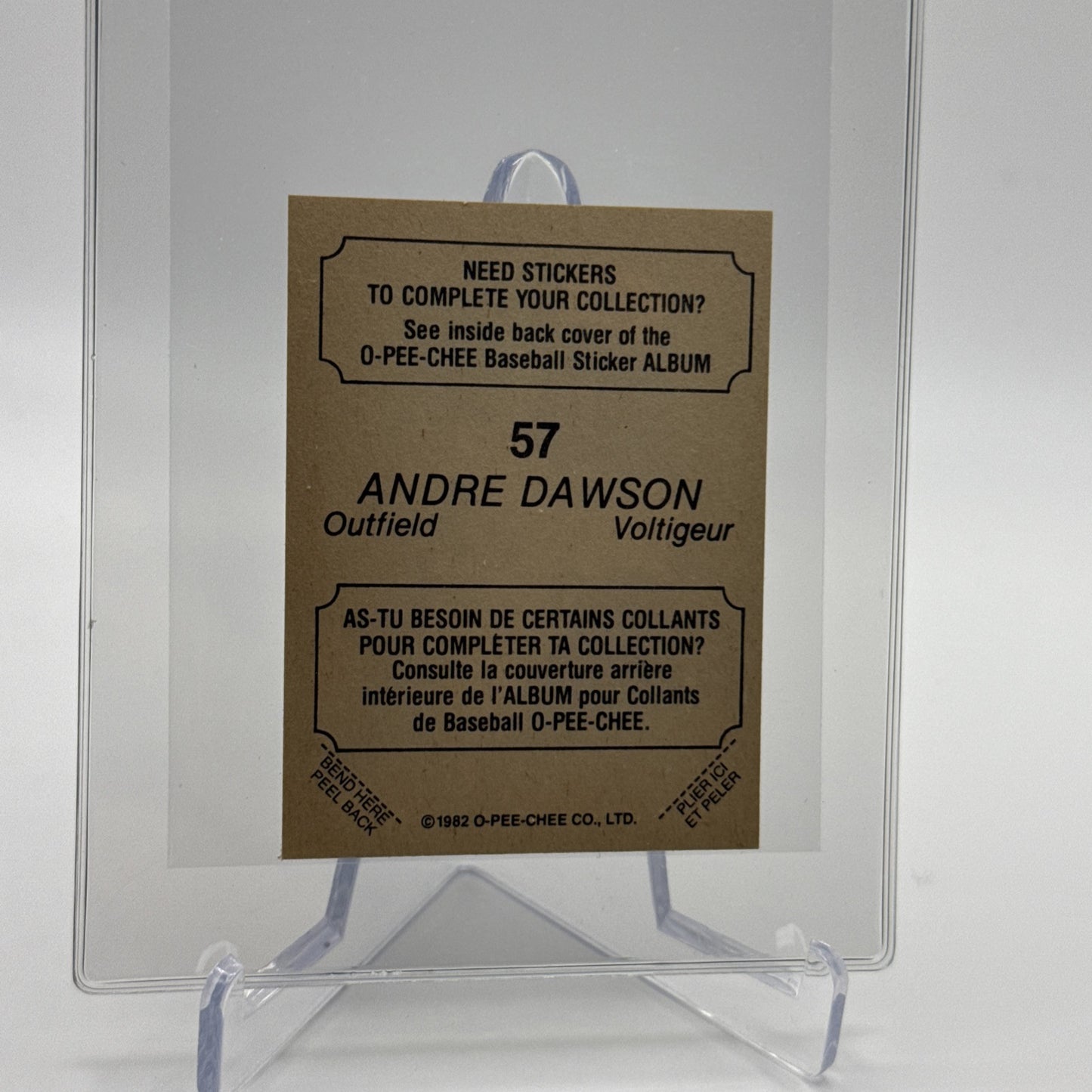 1982 O-Pee-Chee Stickers Andre Dawson Baseball Card #57 NM-MT FREE SHIPPING