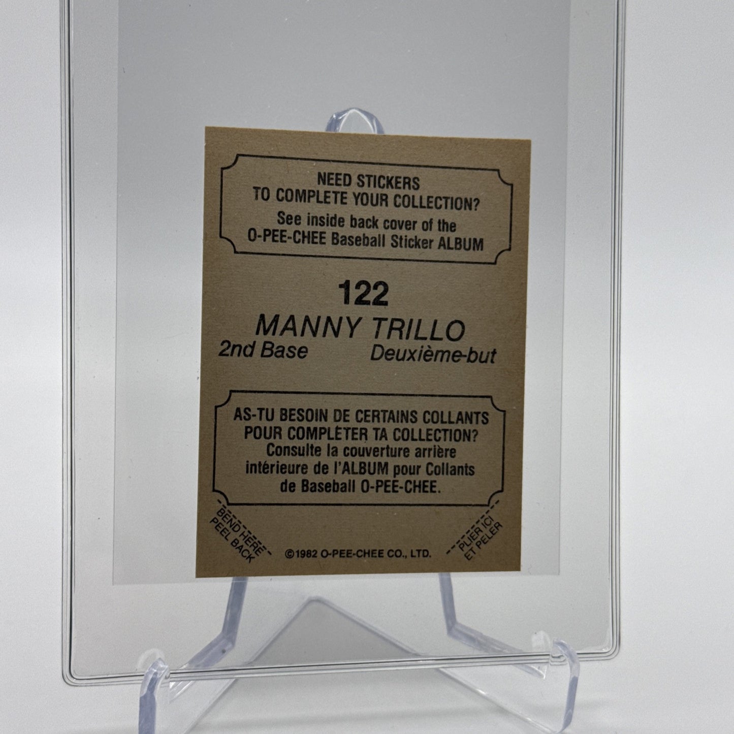 1982 O-Pee-Chee Stickers Manny Trillo FOIL Card #122 NM-MT FREE SHIPPING