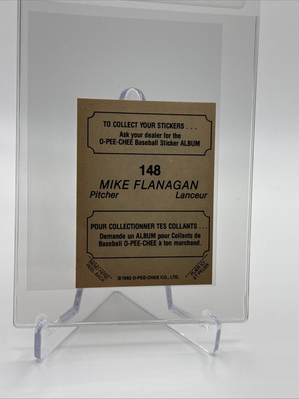 1982 O-Pee-Chee Stickers Mike Flanagan Baseball Card #148 NM-MT FREE SHIPPING