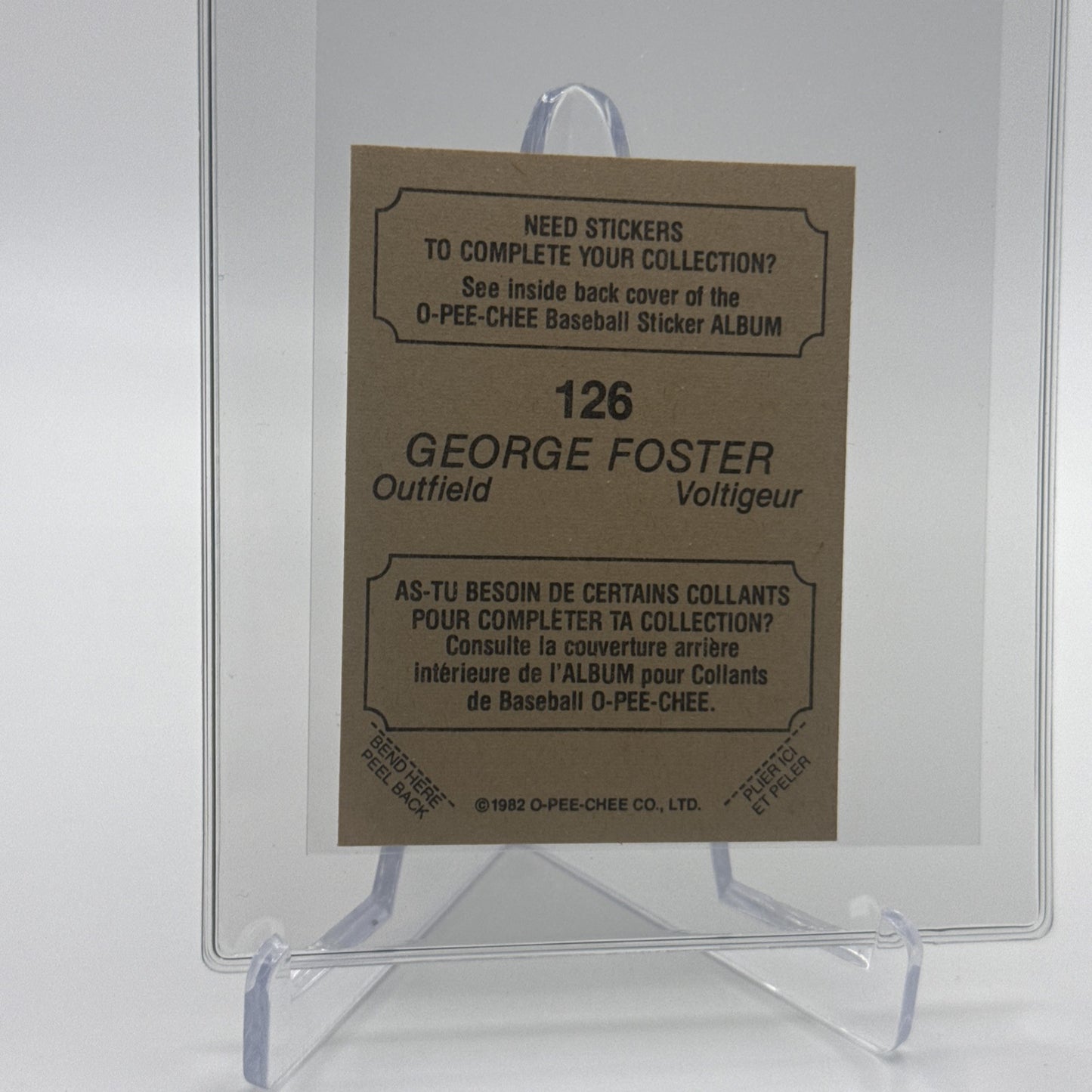 1982 O-Pee-Chee Stickers George Foster FOIL Card #126 NM-MT FREE SHIPPING