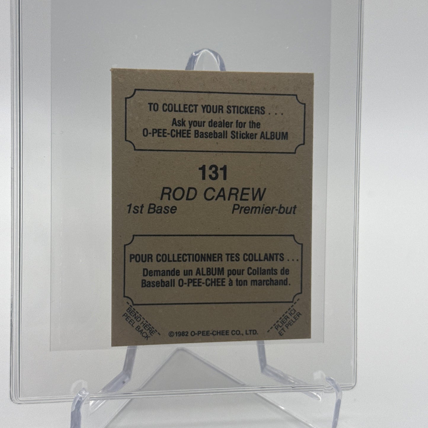 1982 O-Pee-Chee Stickers Rod Carew FOIL Card #131 NM-MT FREE SHIPPING