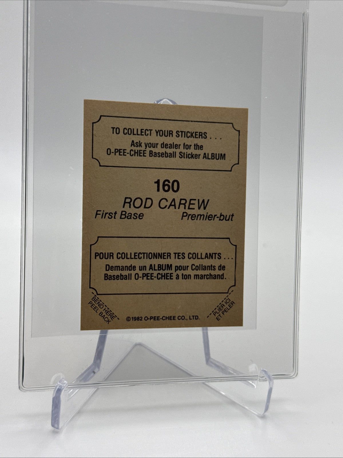 1982 O-Pee-Chee Stickers Rod Carew Baseball Card #160 NM-MT FREE SHIPPING