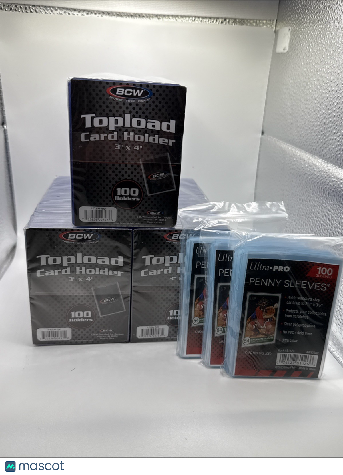 BCW 3X4 35pt 300 Toploaders for Standard Cards and 300 Ultra Pro Soft Sleeves