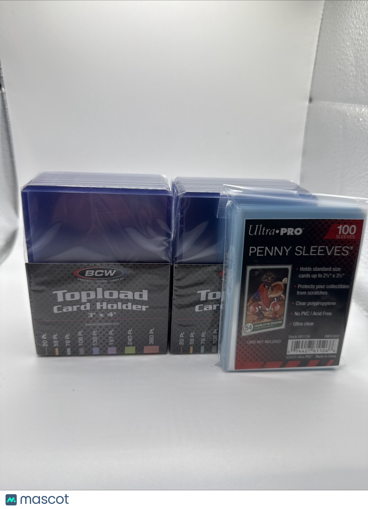 BCW 3X4 35pt Standard Toploaders 2 Packs of 25 with Ultra Pro Soft Sleeves Pack