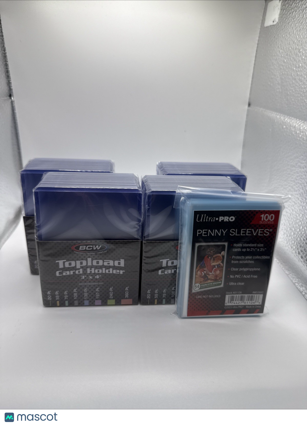 BCW 3X4 35pt Standard Toploaders 4 Packs of 25 (100) with Ultra Pro Sleeves Pack