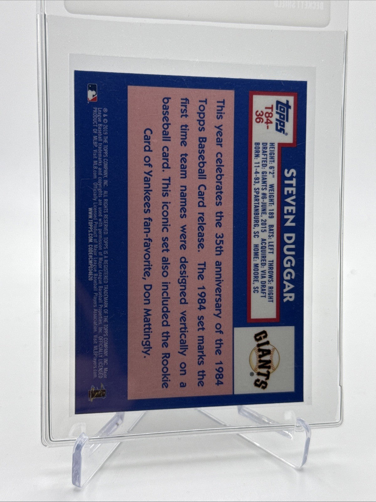 2019 Topps Silver Pack Steven Duggar Rookie Card #T84-36 Mint FREE SHIPPING