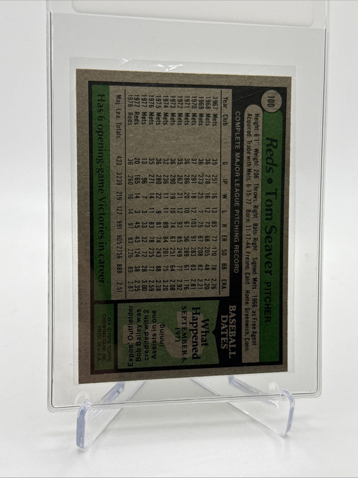 1979 Topps Tom Seaver Baseball Card #100 EX-MT Quality FREE SHIPPING