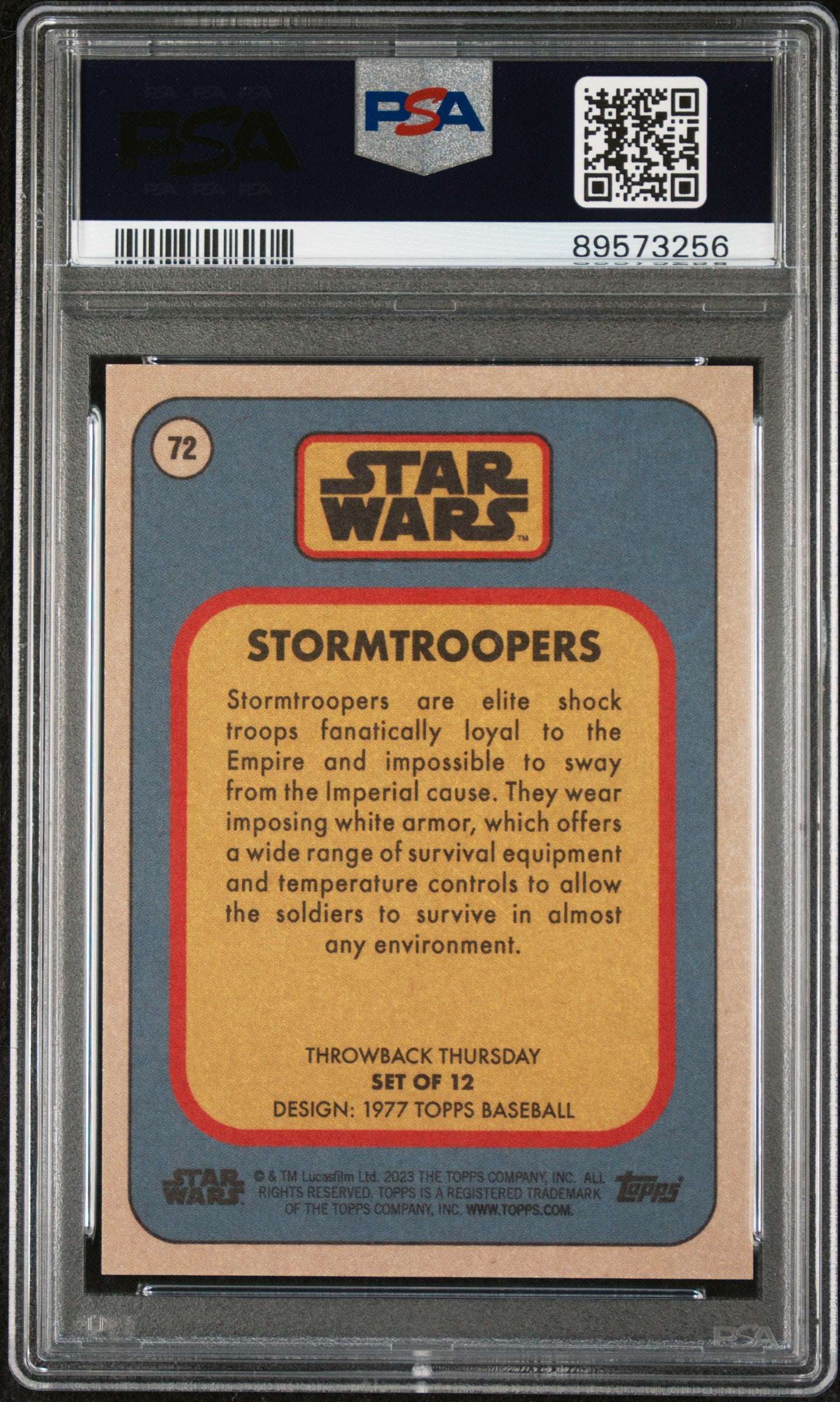 2023 Topps Star Wars Throwback Thursday Stormtroopers #72 PSA 10