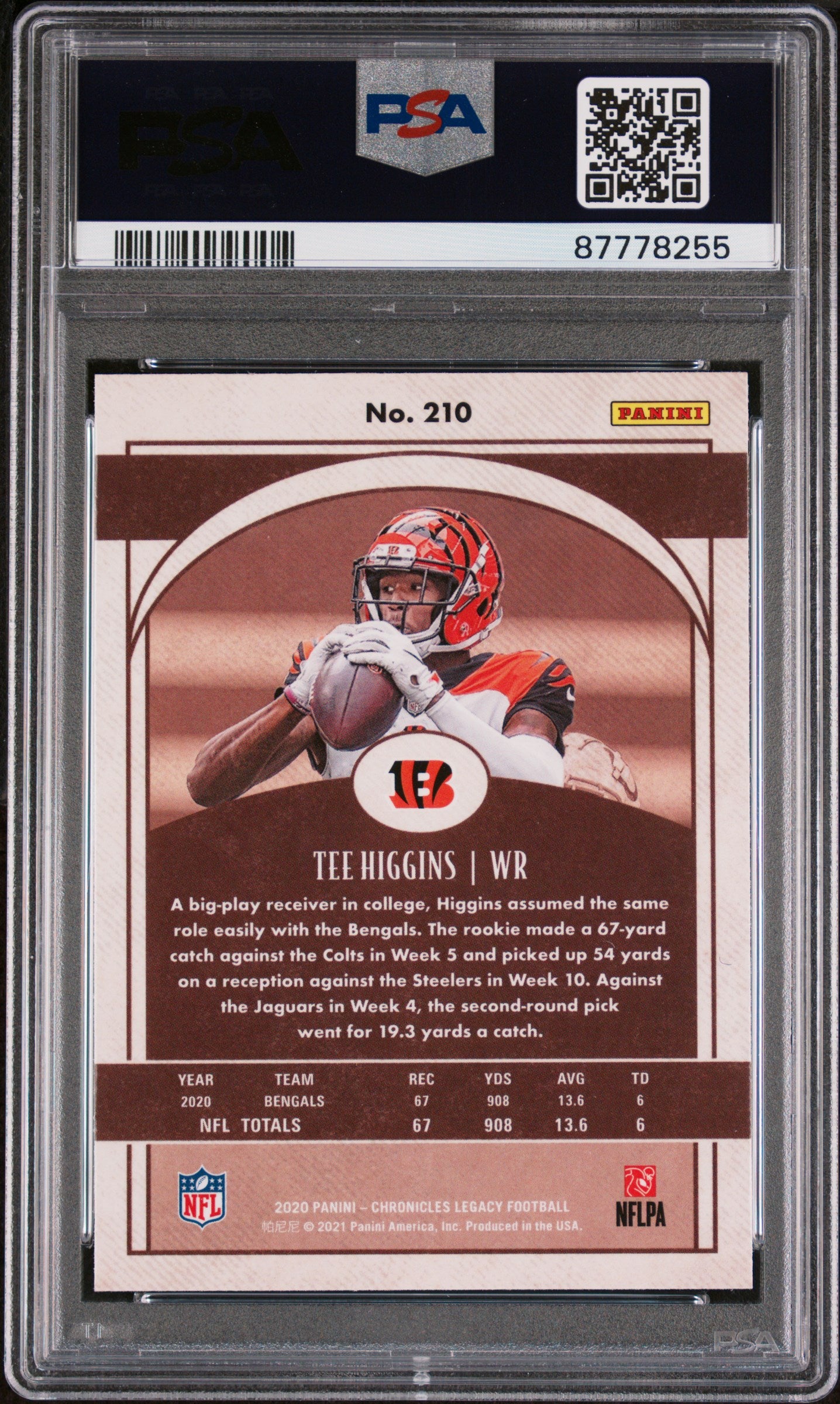 2020 Panini Chronicles Legacy Tee Higgins #210 PSA 10 87778255 POP 6
