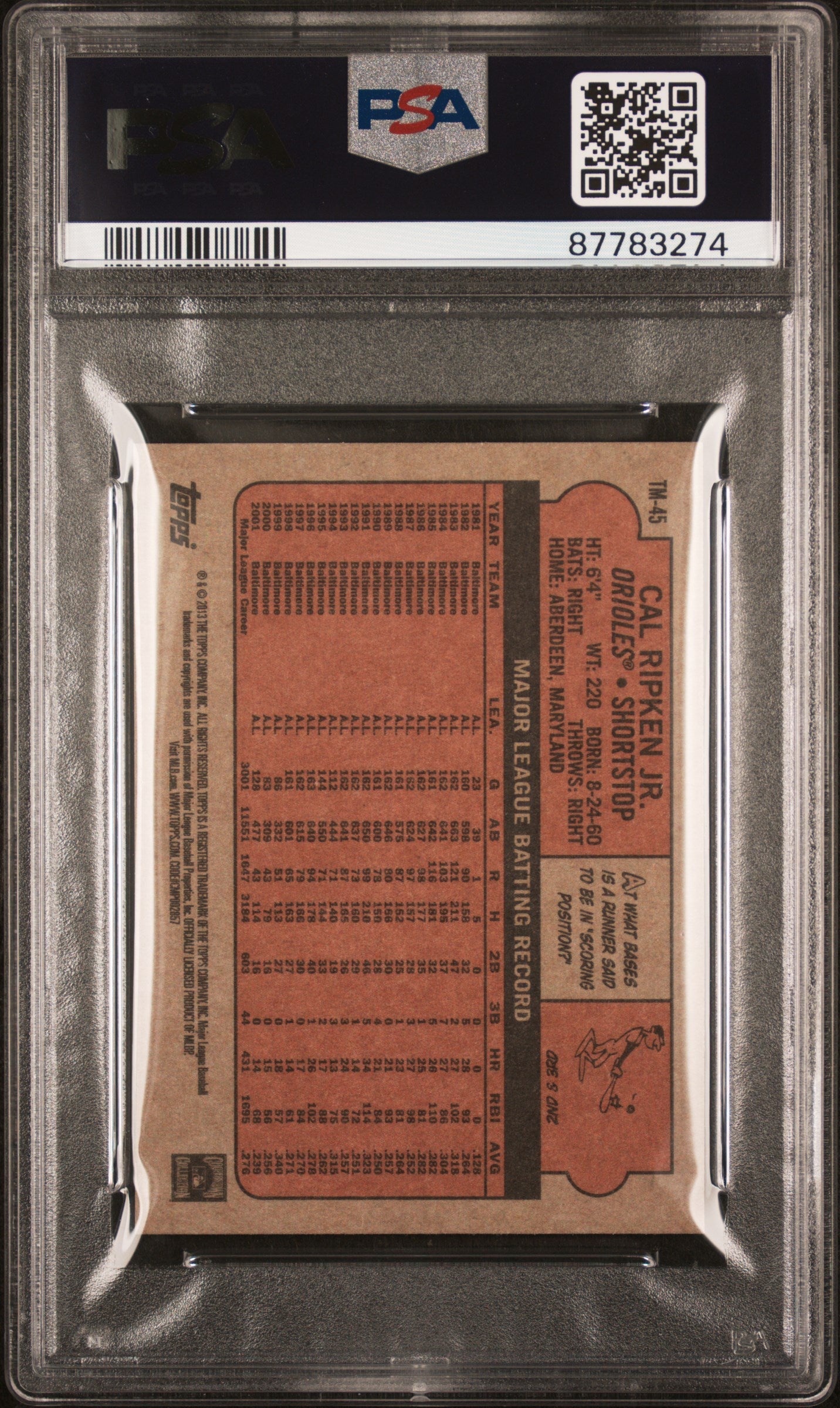2013 Topps 1972 Topps Minis Baseball Cal Ripken JR. #TM-45 PSA 10 87783274