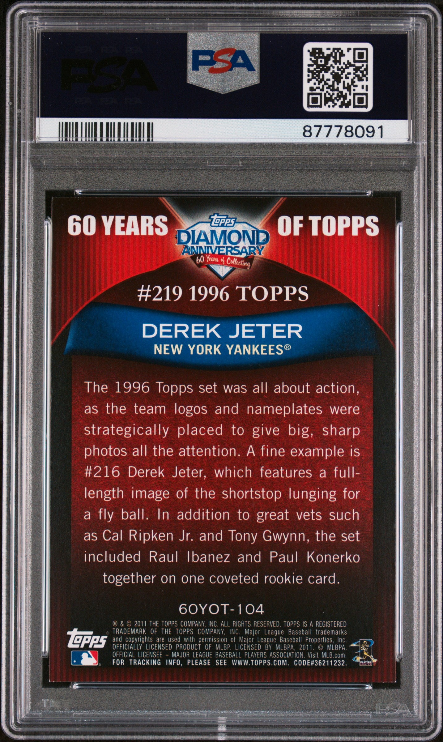 2011 Topps 60 Years Of Topps Baseball Derek Jeter #219 PSA 8 87778091