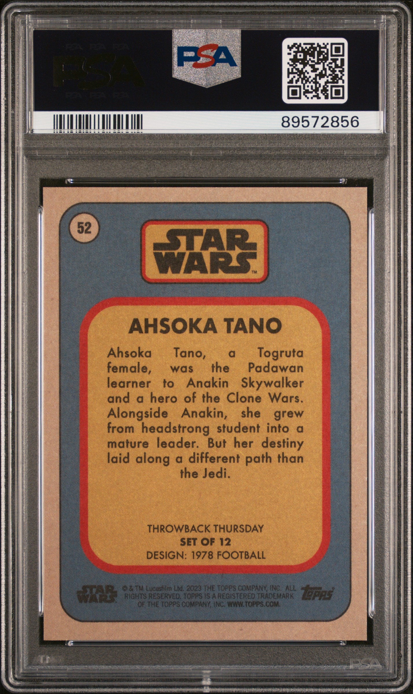 2023 Topps Star Wars Throwback Thursday Ahsoka Tano #52 PSA 10