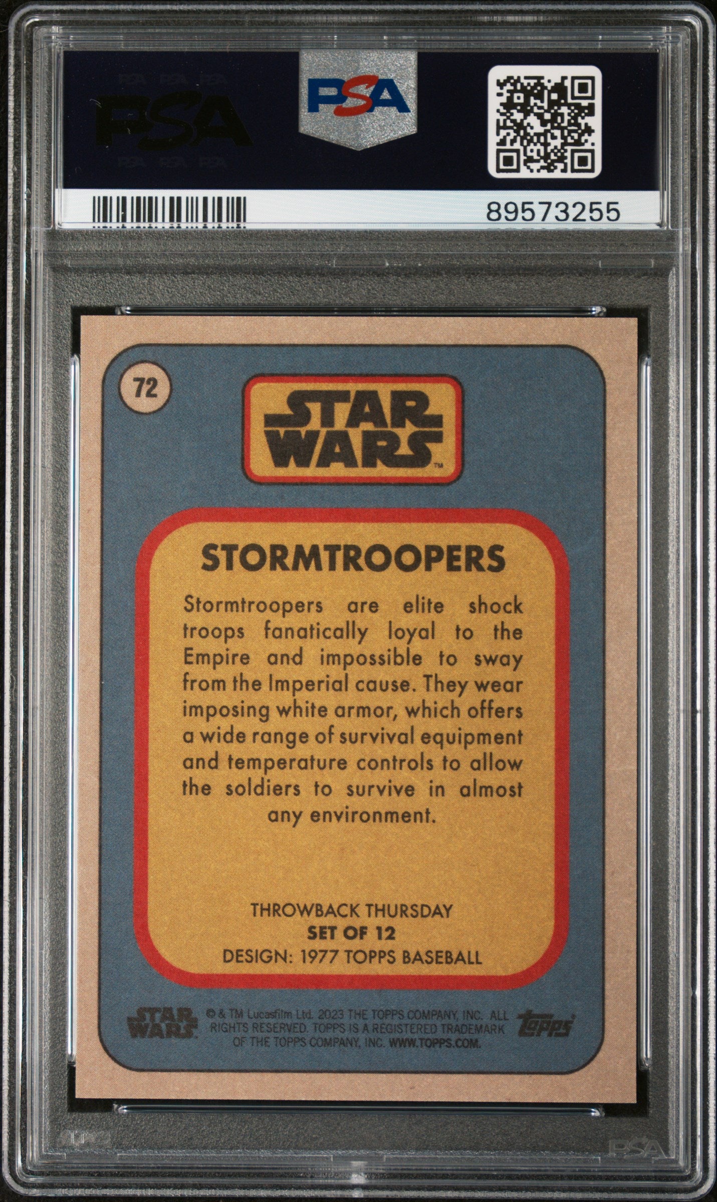 2023 Topps Star Wars Throwback Thursday Stormtroopers #72 PSA 10