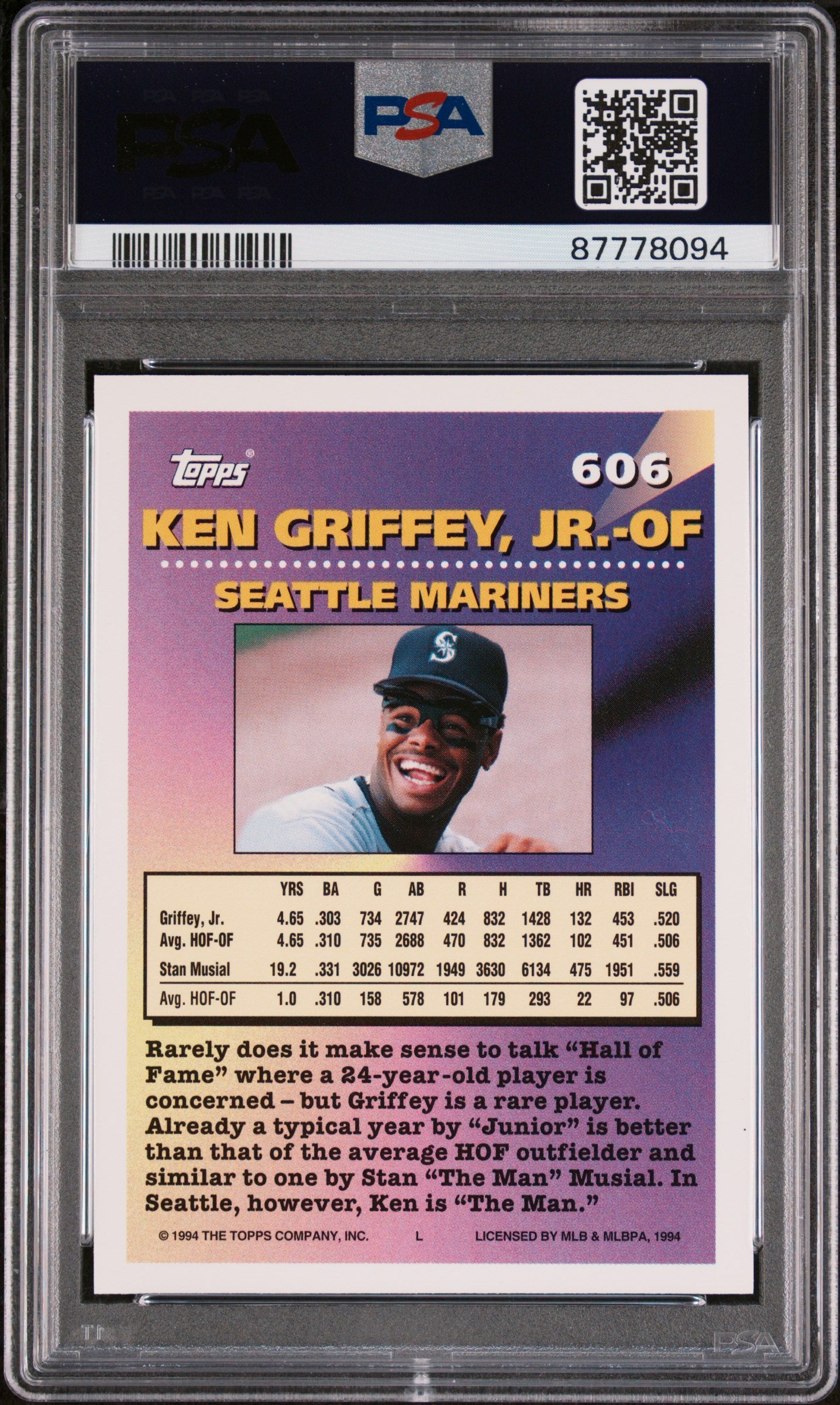 1994 Topps Gold Baseball Ken Griffey JR. #606 PSA 10 87778094
