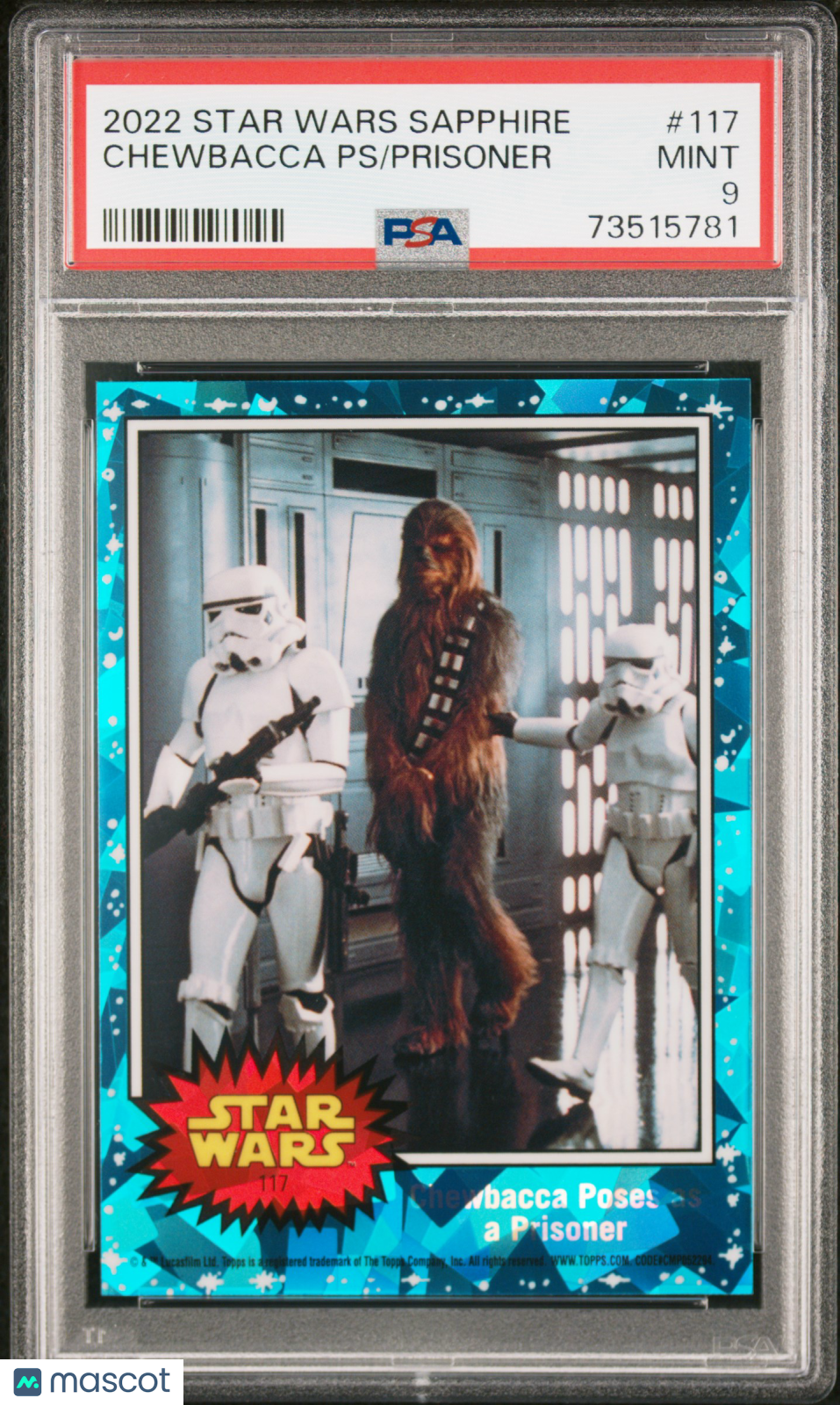 2022 Topps Chrome Sapphire Edition Star Wars Prisoner Chewbacca PS #117 PSA 9