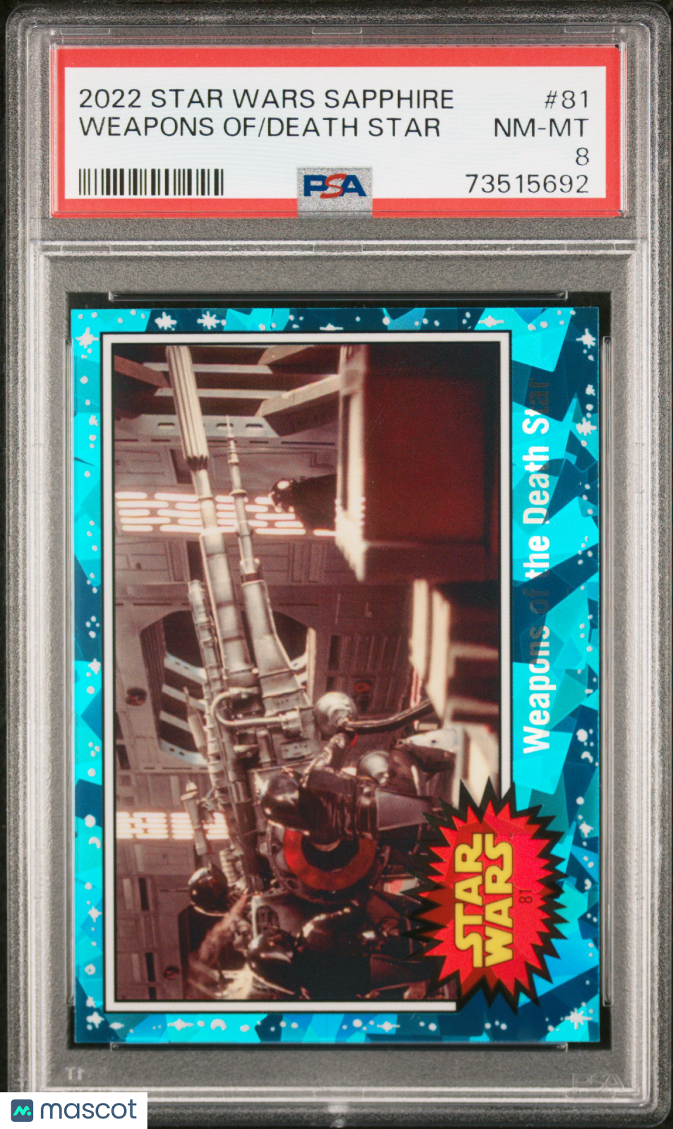 2022 Topps Chrome Sapphire Edition Star Wars Death Star Weapons Of #81 PSA 8