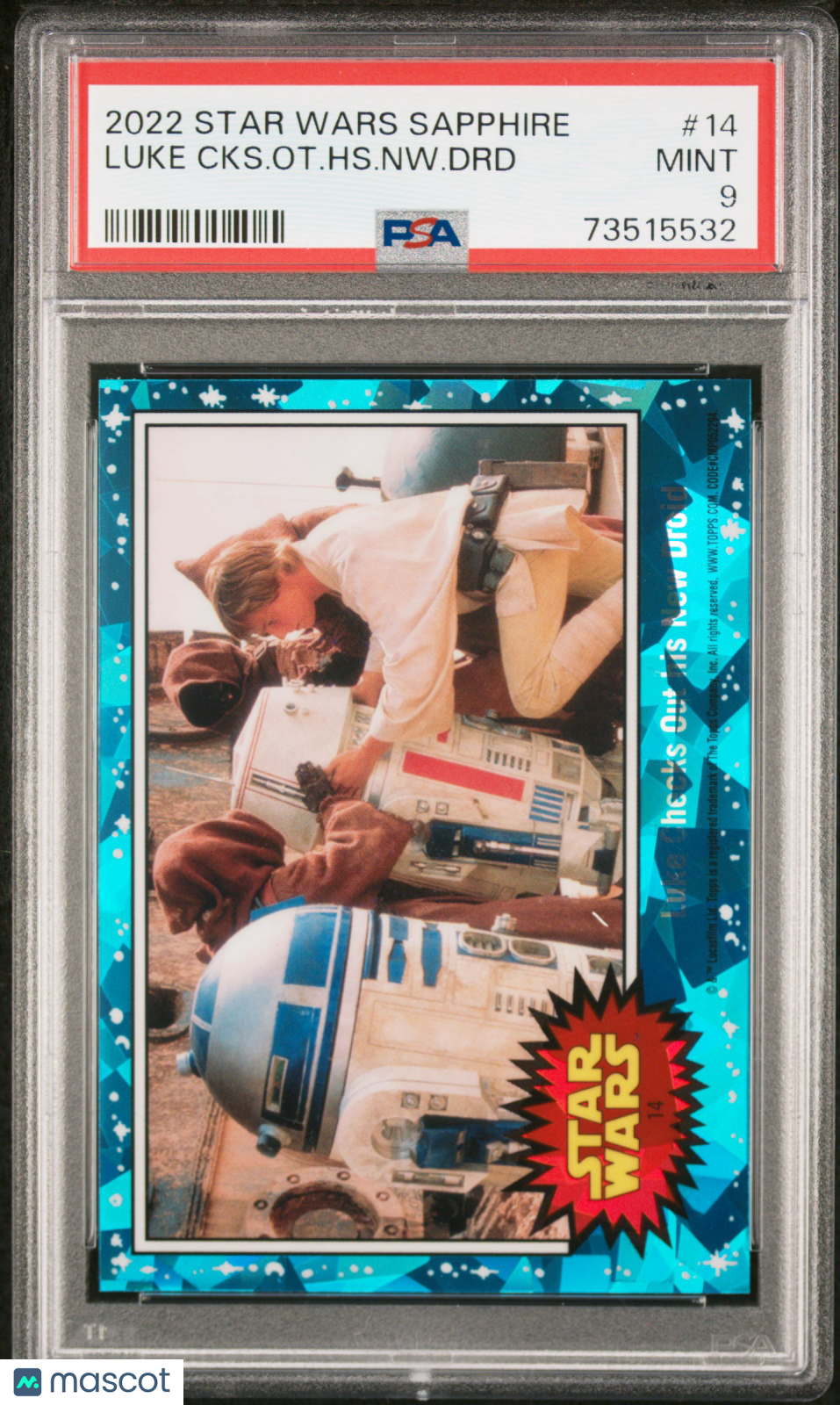 2022 Topps Chrome Sapphire Edition Star Wars Luke CKS. Ot. HS. NW. DRD #14 PSA 9