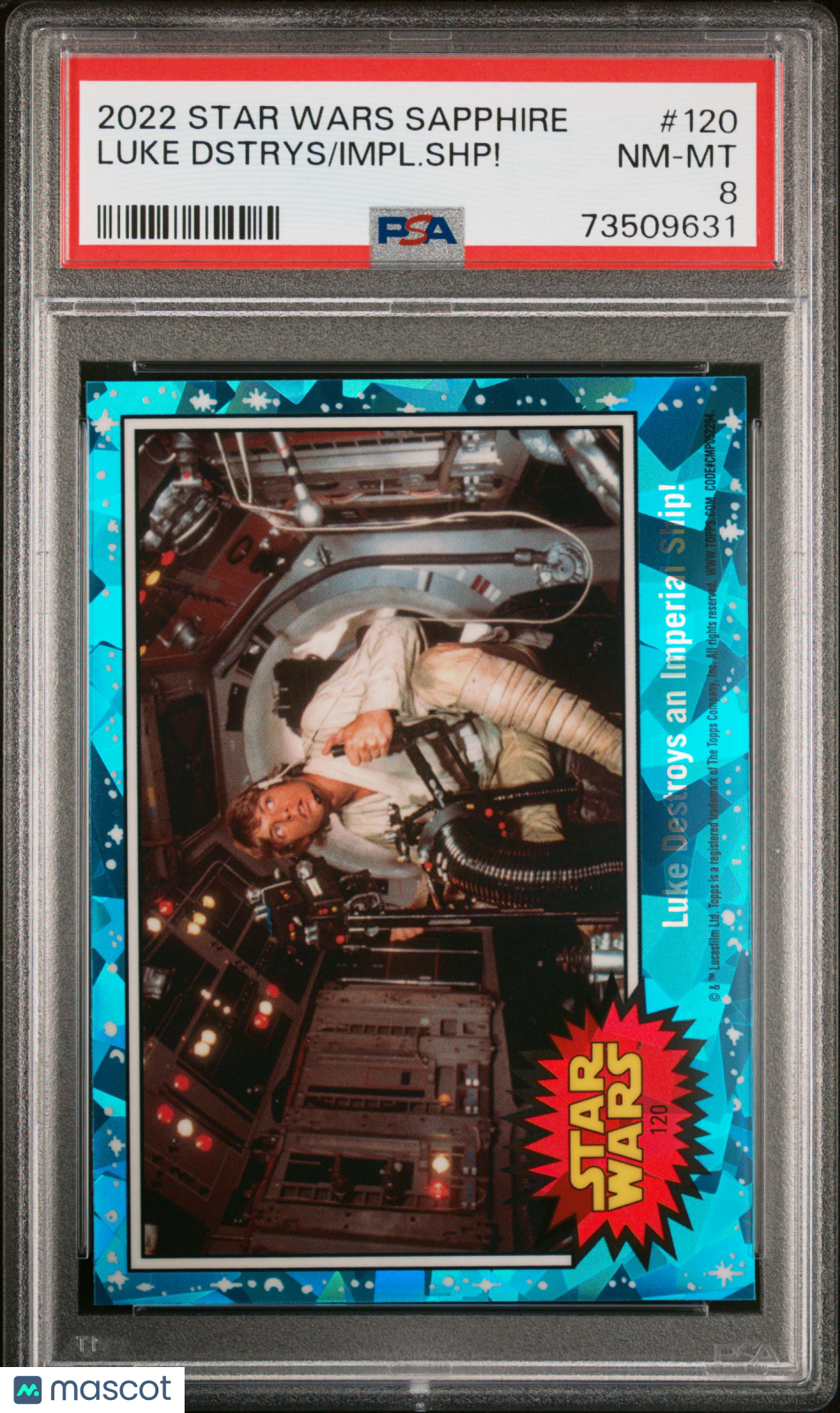 2022 Topps Chrome Sapphire Edition Star Wars Impl. SHP! Luke Dstrys #120 PSA 8
