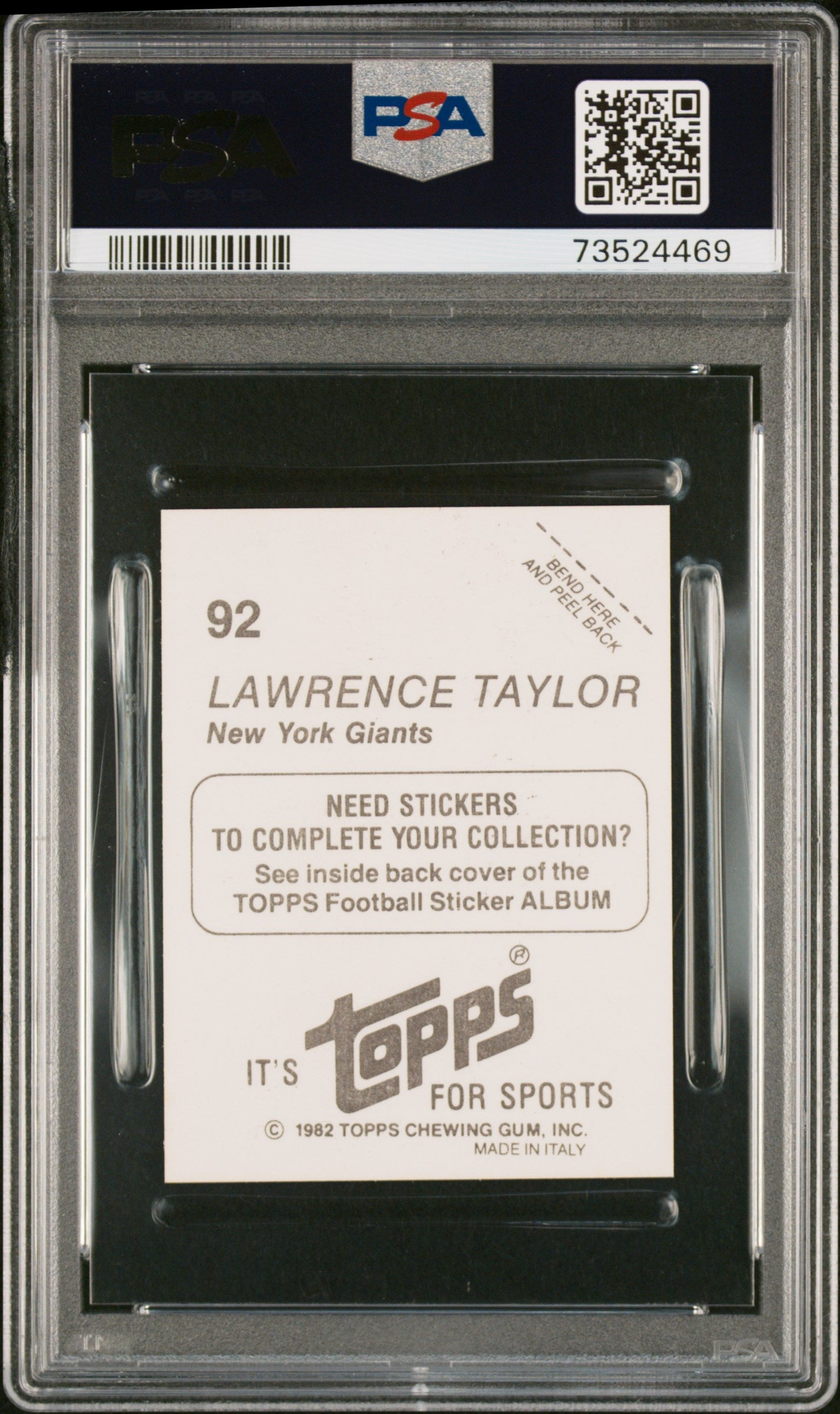 1982 Topps Stickers Football Lawrence Taylor #92 Psa 8 73524469