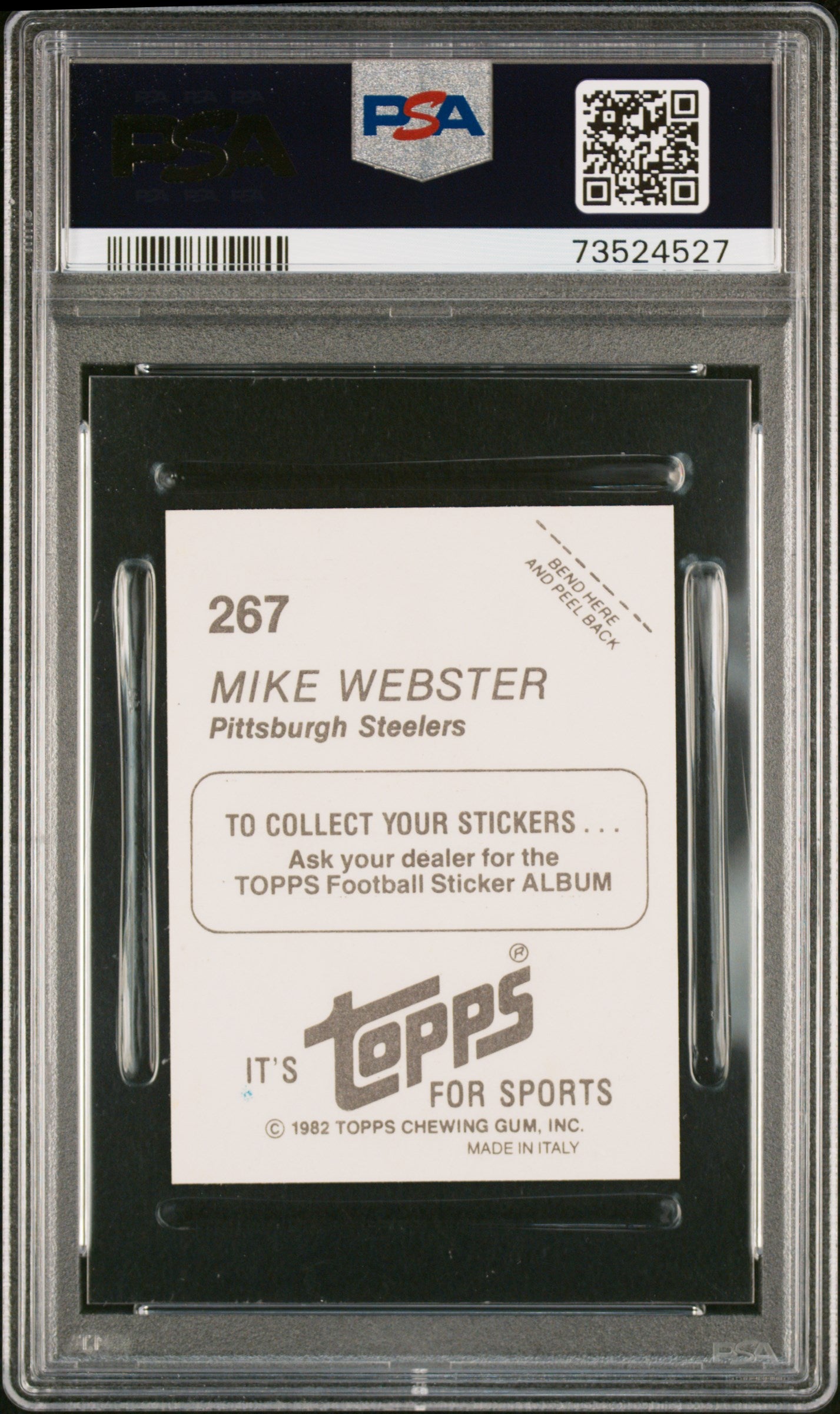 1982 Topps Stickers Football Mike Webster #267 Psa 9 73524527