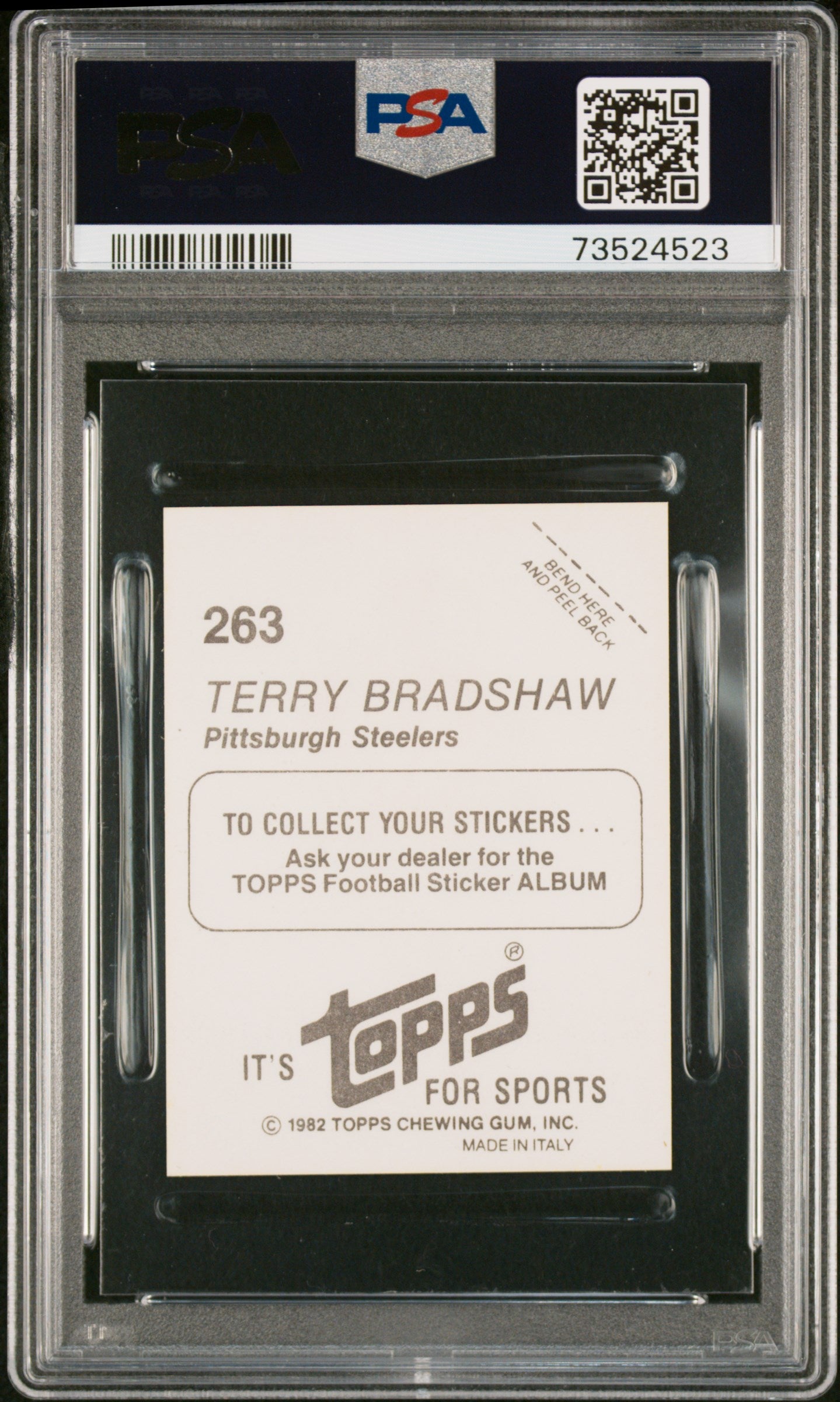 1982 Topps Stickers Football Terry Bradshaw #263 Psa 7 73524523
