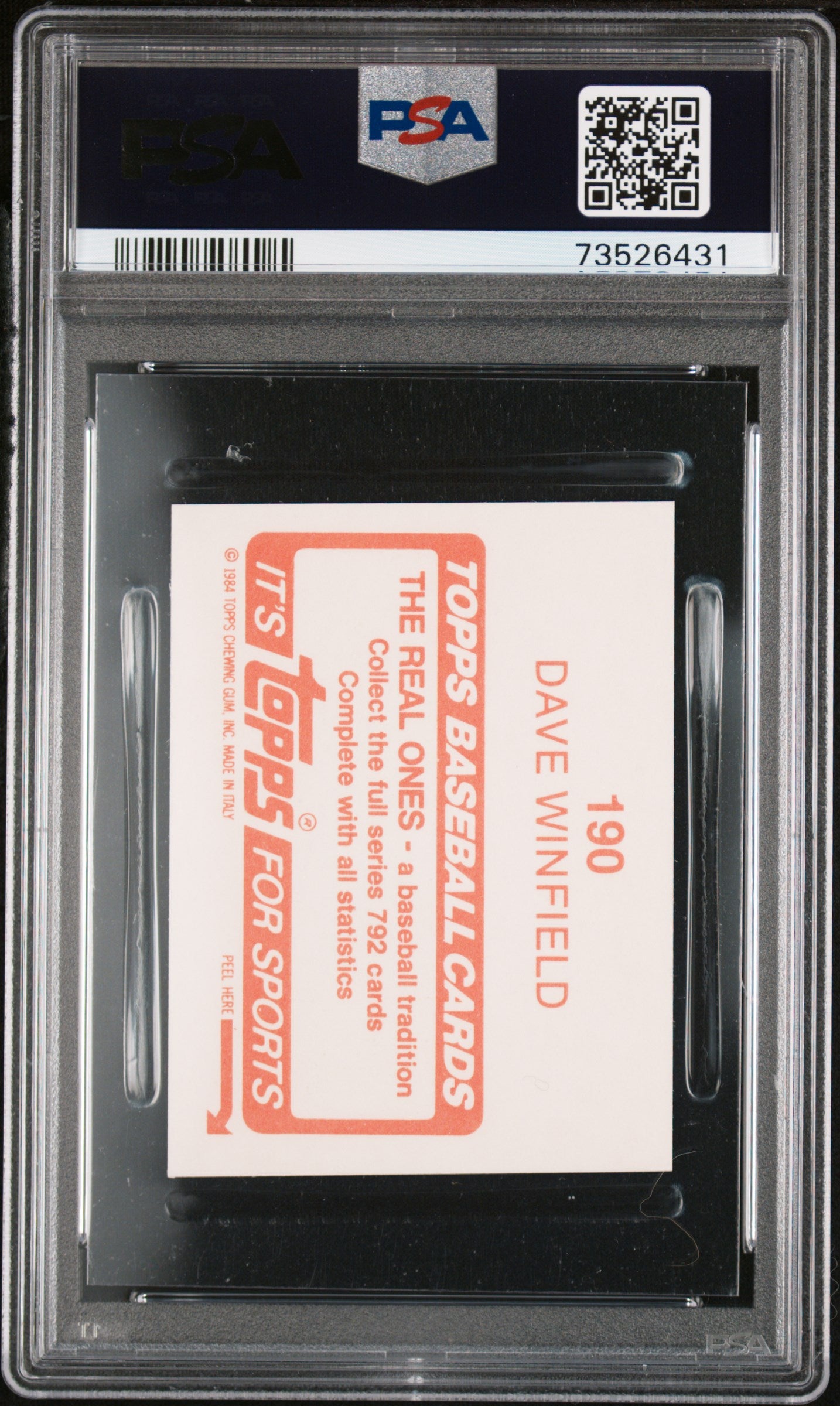 1984 Topps Stickers Baseball Dave Winfield #190 Psa 9 73526431