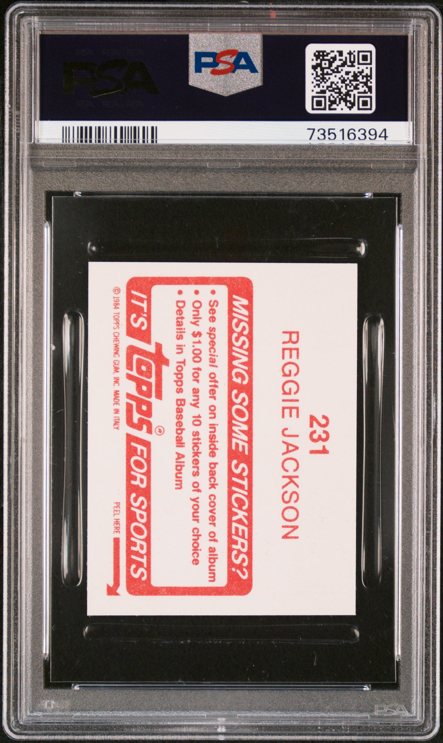 1984 Topps Stickers Baseball Reggie Jackson #231 Psa 9 73516394