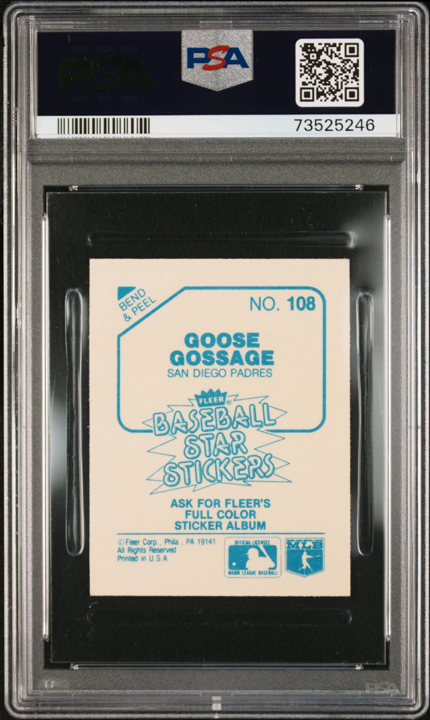 1985 Fleer Star Stickers Baseball Goose Gossage #108 Psa 9 73525246