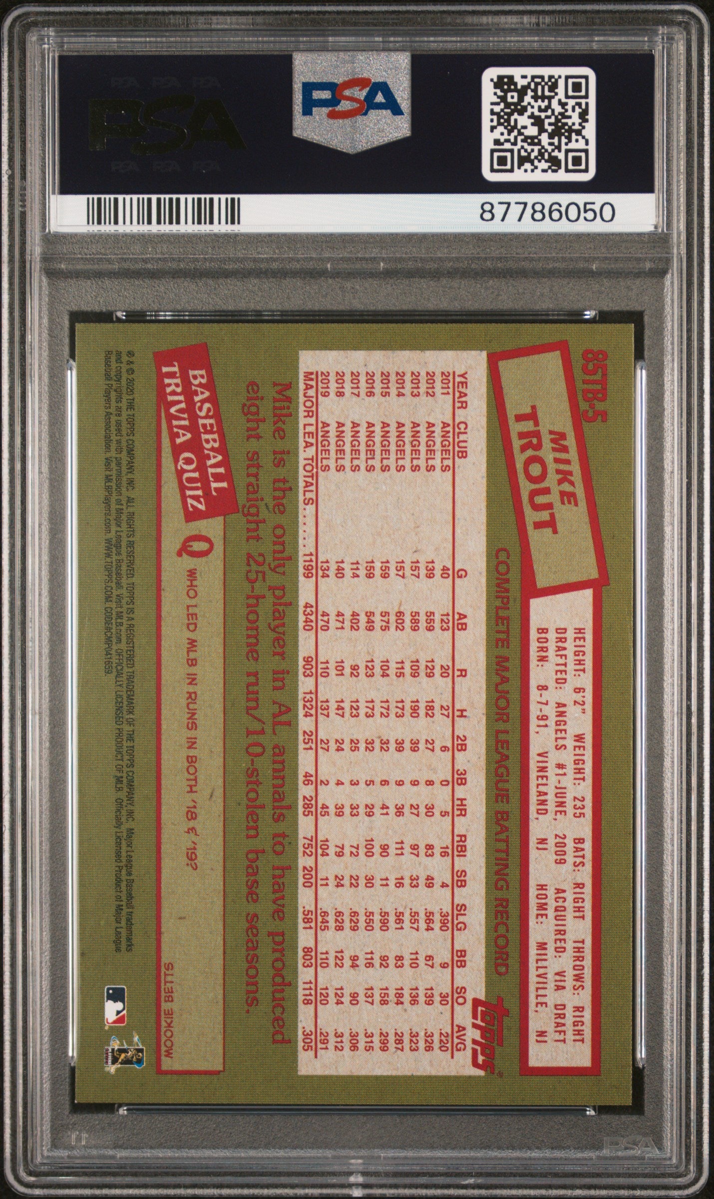 2020 Topps Update 1985 Topps 35th Ann Baseball Mike Trout #85TB5 PSA 9 87786050