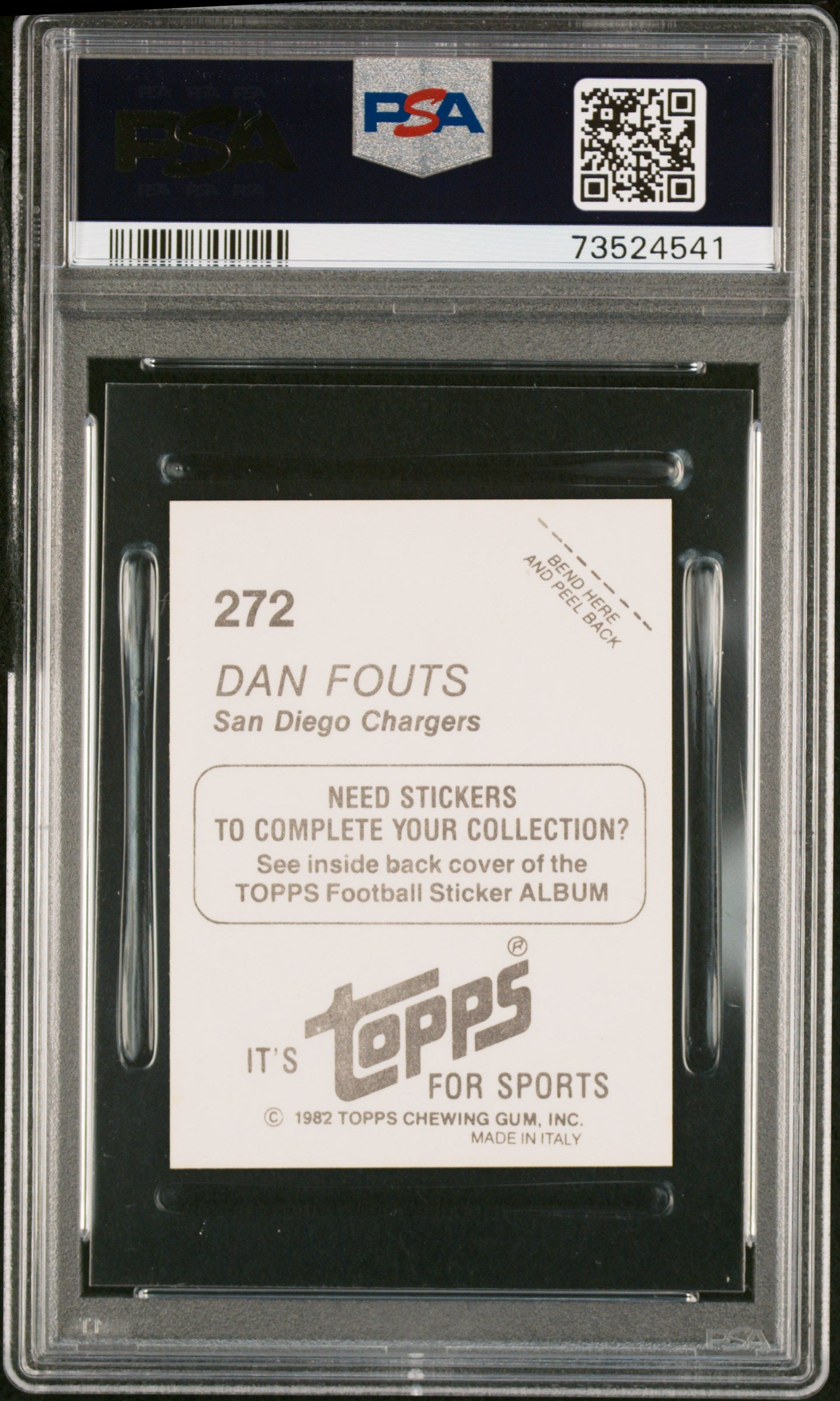 1982 Topps Stickers Football Dan Fouts #272 Psa 9 73524541