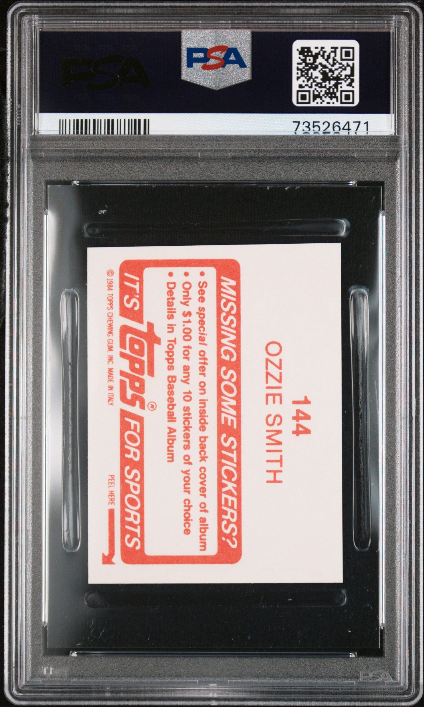1984 Topps Stickers Baseball Ozzie Smith #144 Psa 8 73526471