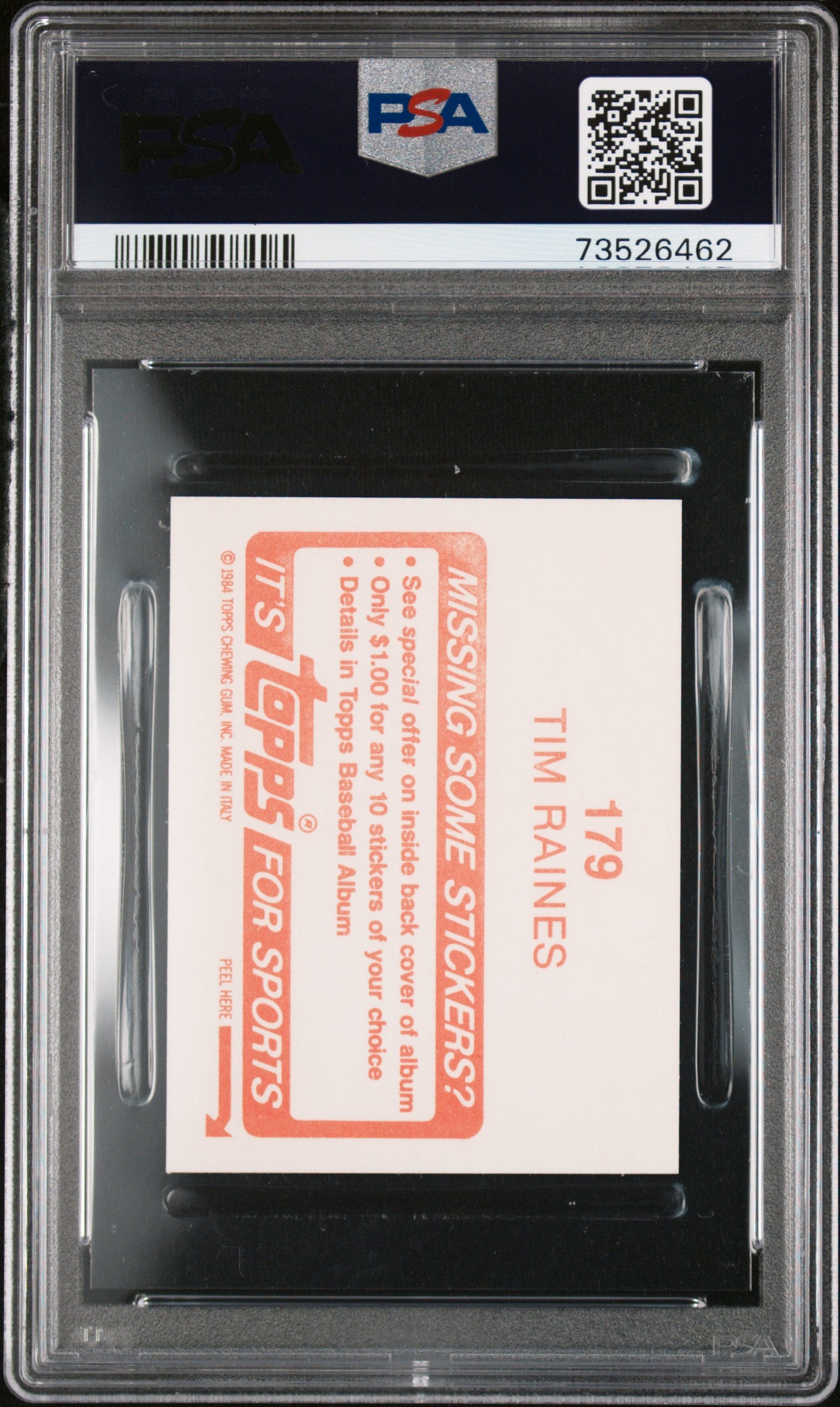 1984 Topps Stickers Baseball Tim Raines #179 Psa 6 73526462