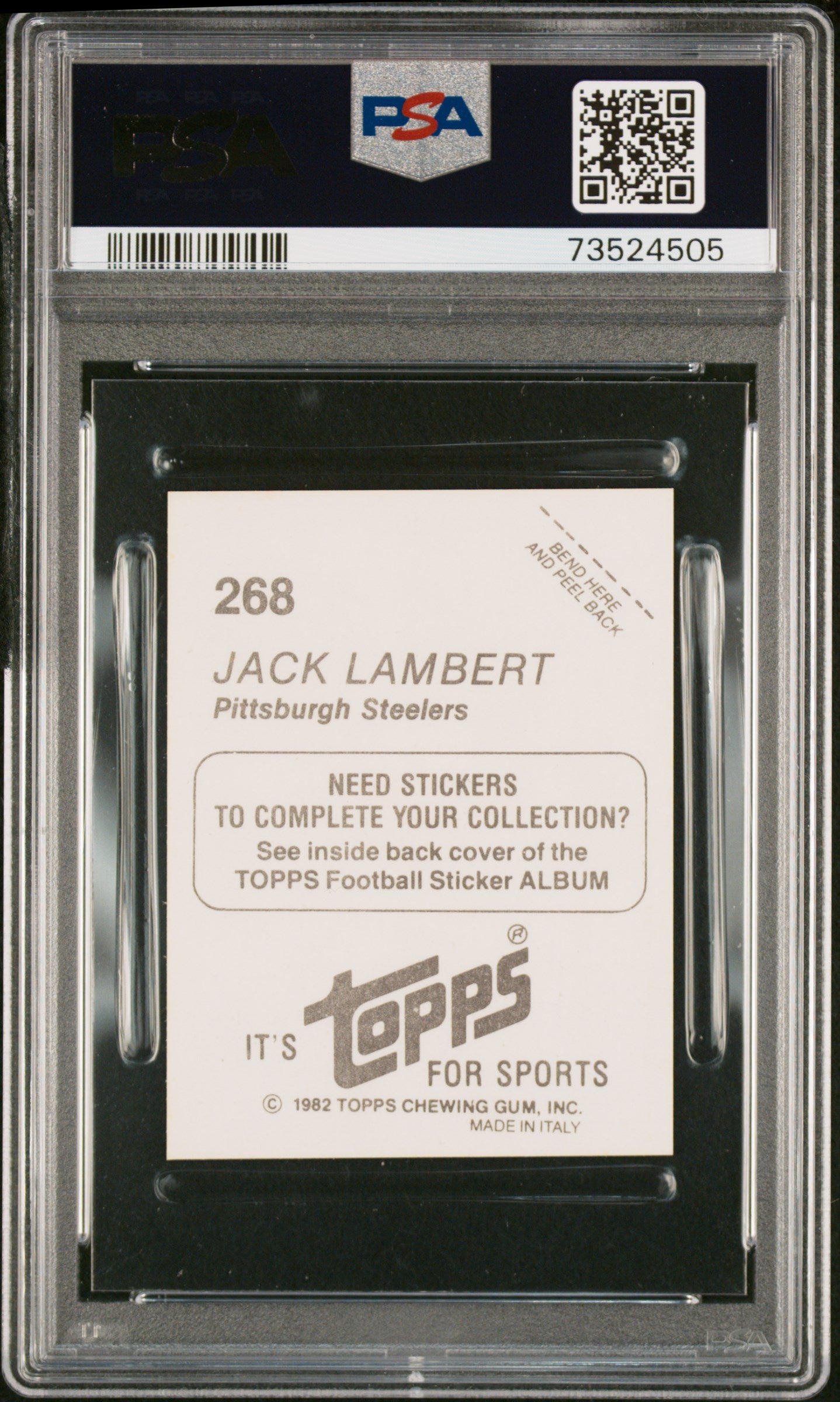 1982 Topps Stickers Football Jack Lambert #268 Psa 9 73524505