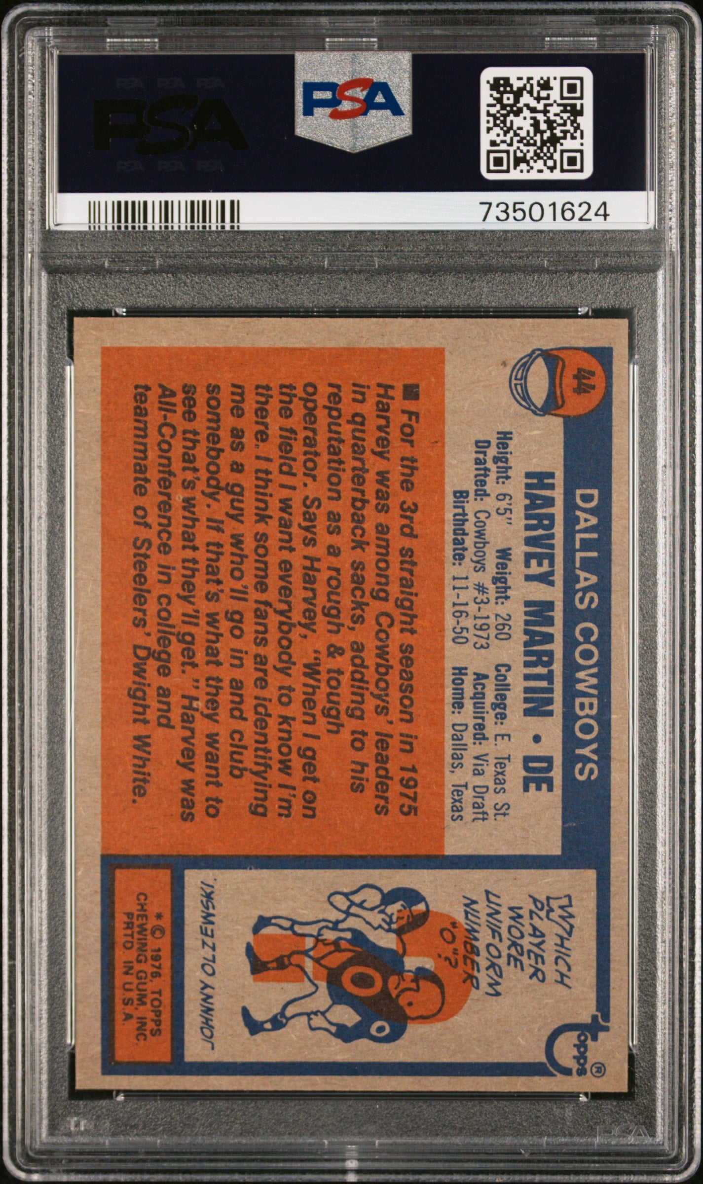 1976 Topps Football Harvey Martin #44 Psa 6 73501624