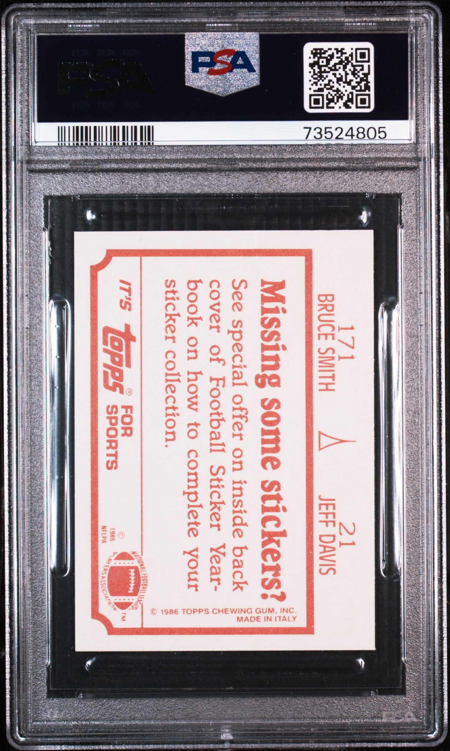 1986 Topps Stickers Football Jeff Davis-21 Psa 8 73524805