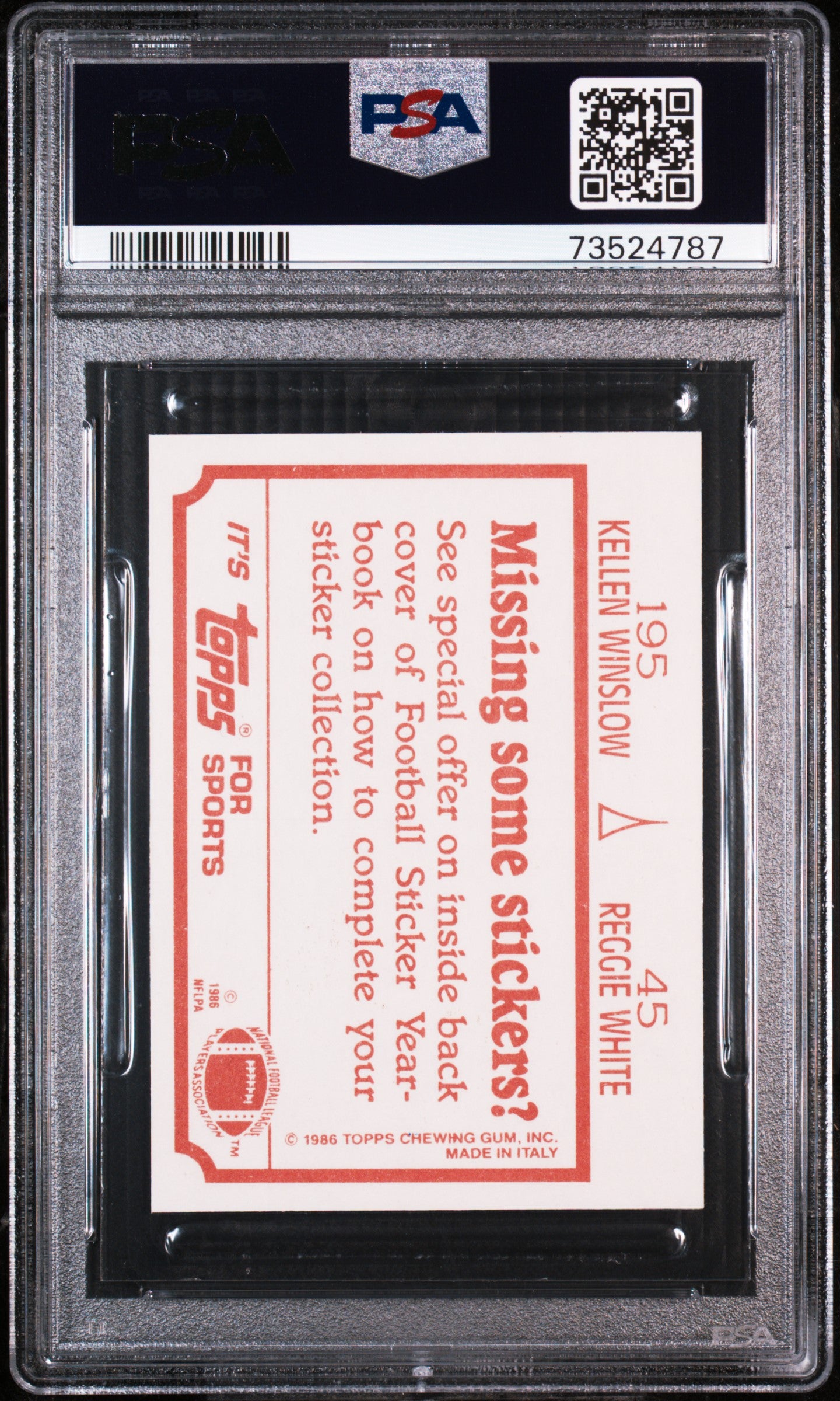 1986 Topps Stickers Football Reggie White-45 Psa 9 73524787