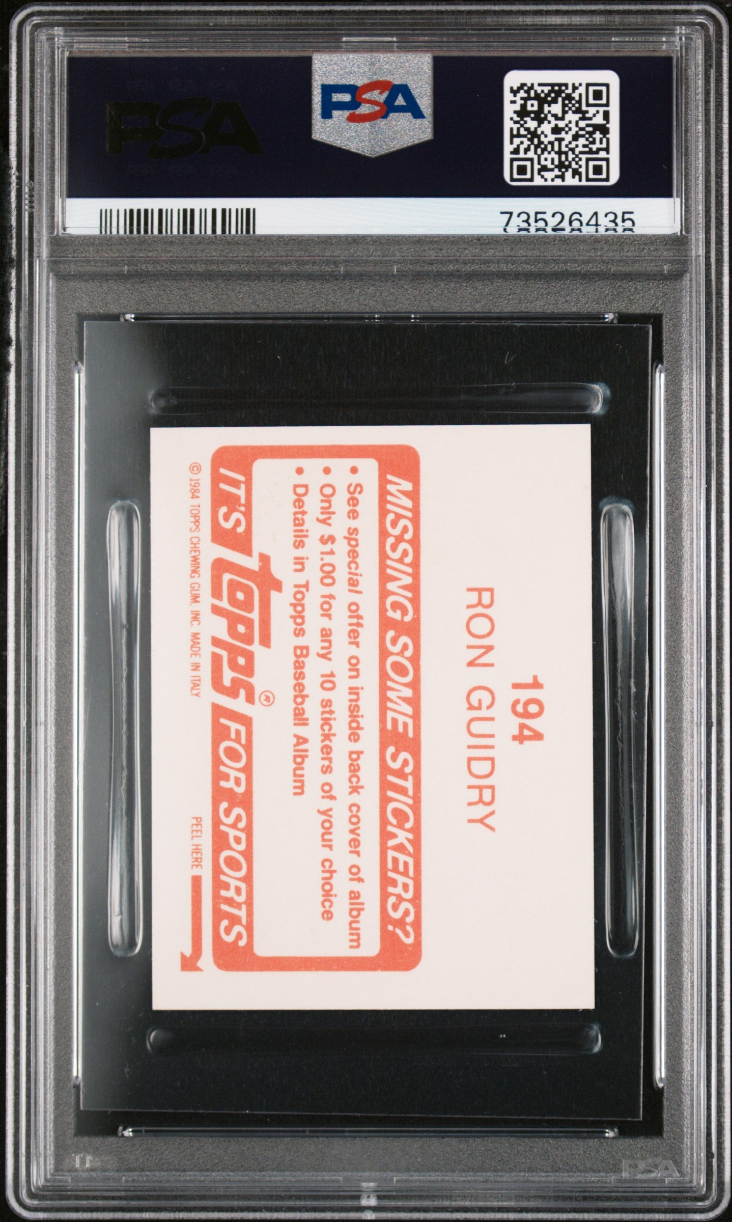 1984 Topps Stickers Baseball Ron Guidry #194 Psa 8 73526435